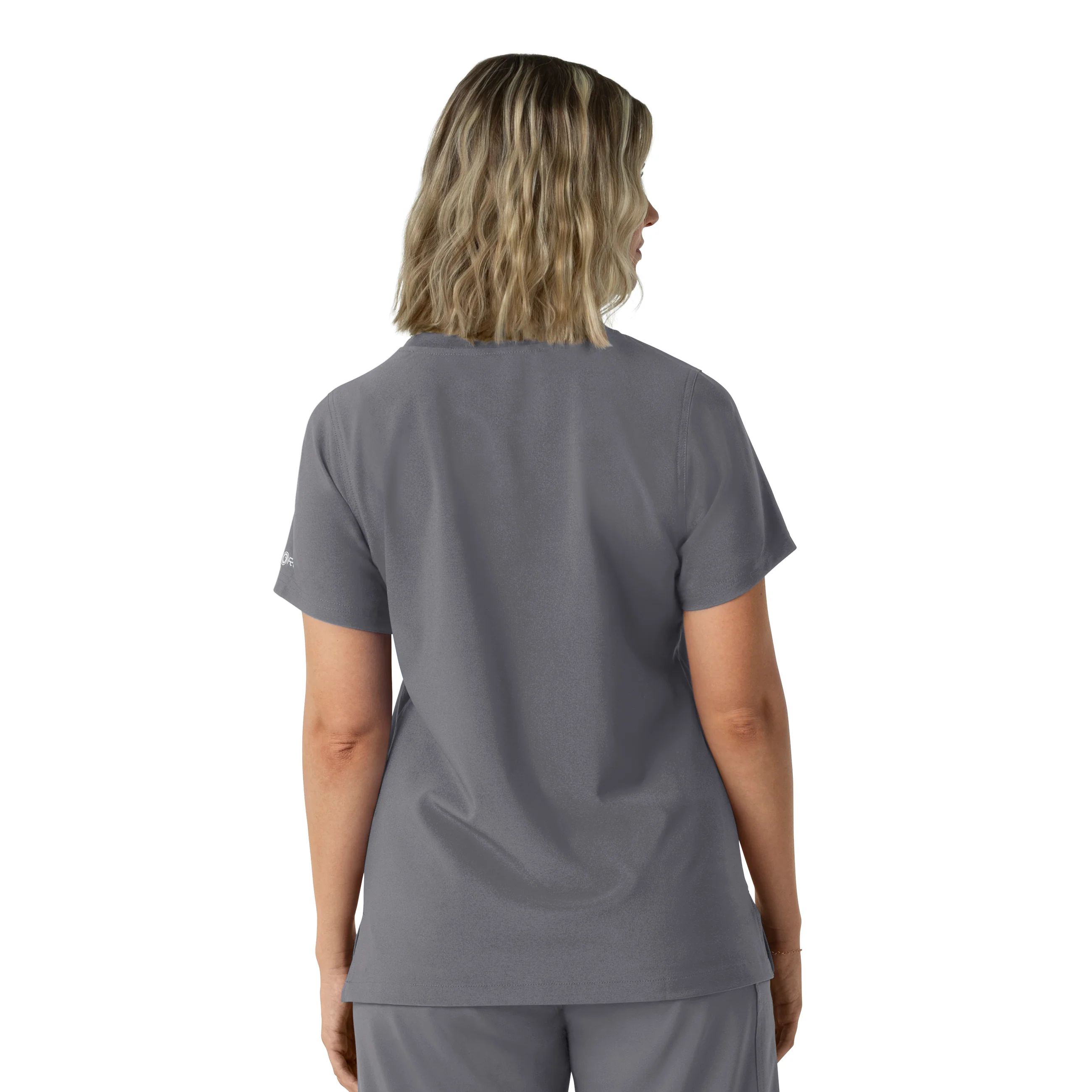 Carhartt Force Cross-Flex Women's Crew Neck Scrub Top - Pewter - Image 2