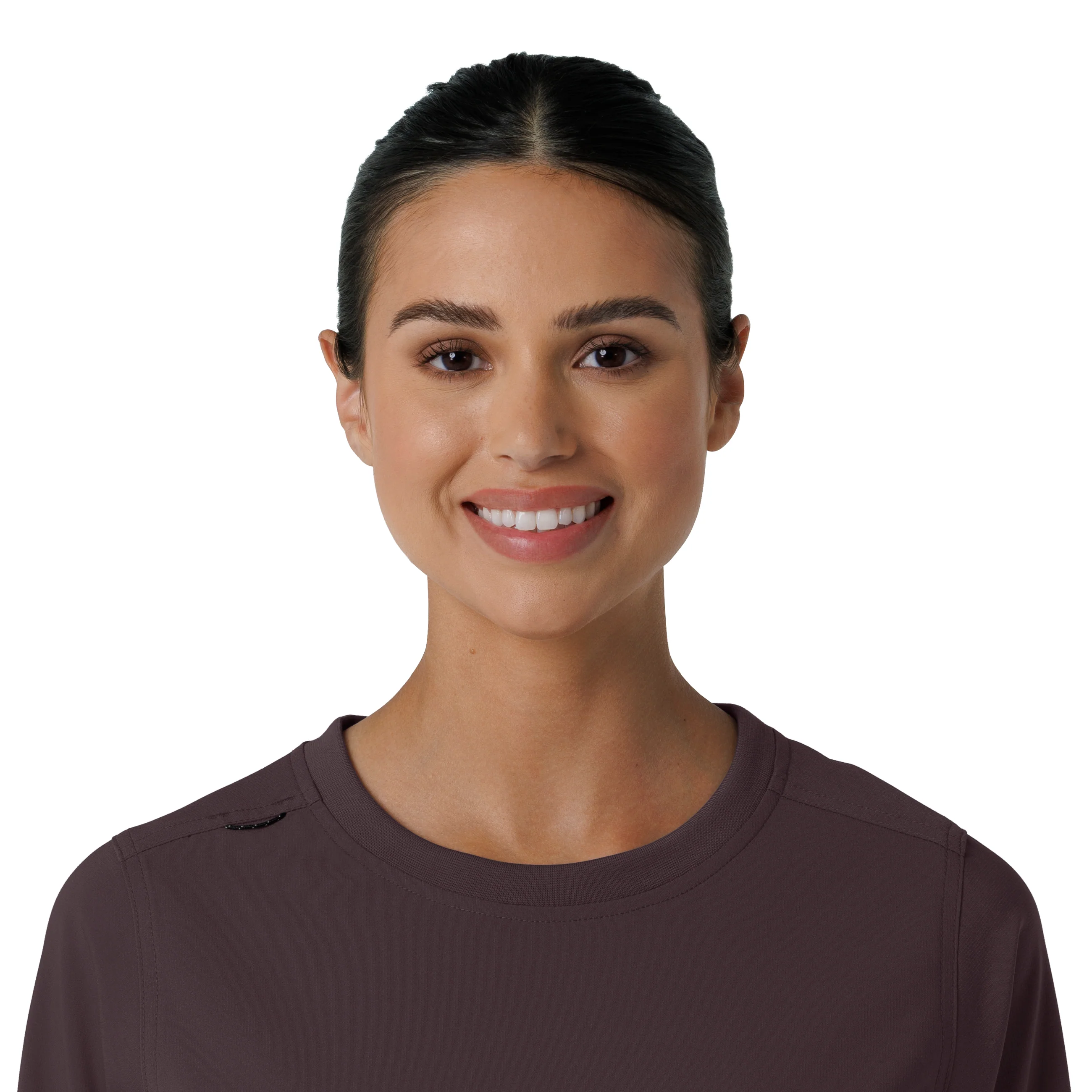 Carhartt Force Cross-Flex Women's Crew Neck Long Sleeve Scrub Top - Dark Sepia - Image 5