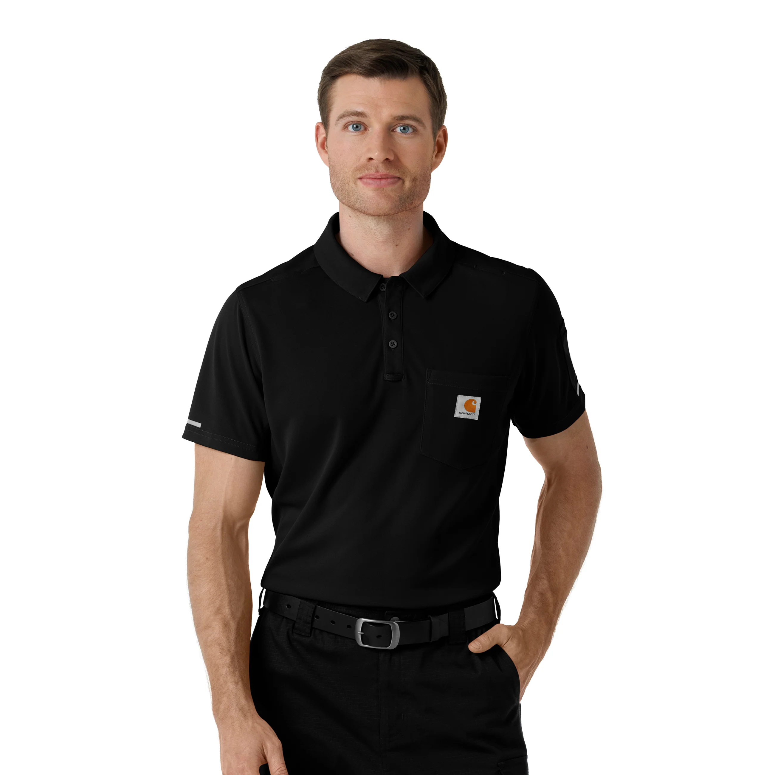 Carhartt Rugged Flex RSCU Men's Lightweight Short Sleeve Polo Scrub Top - Black