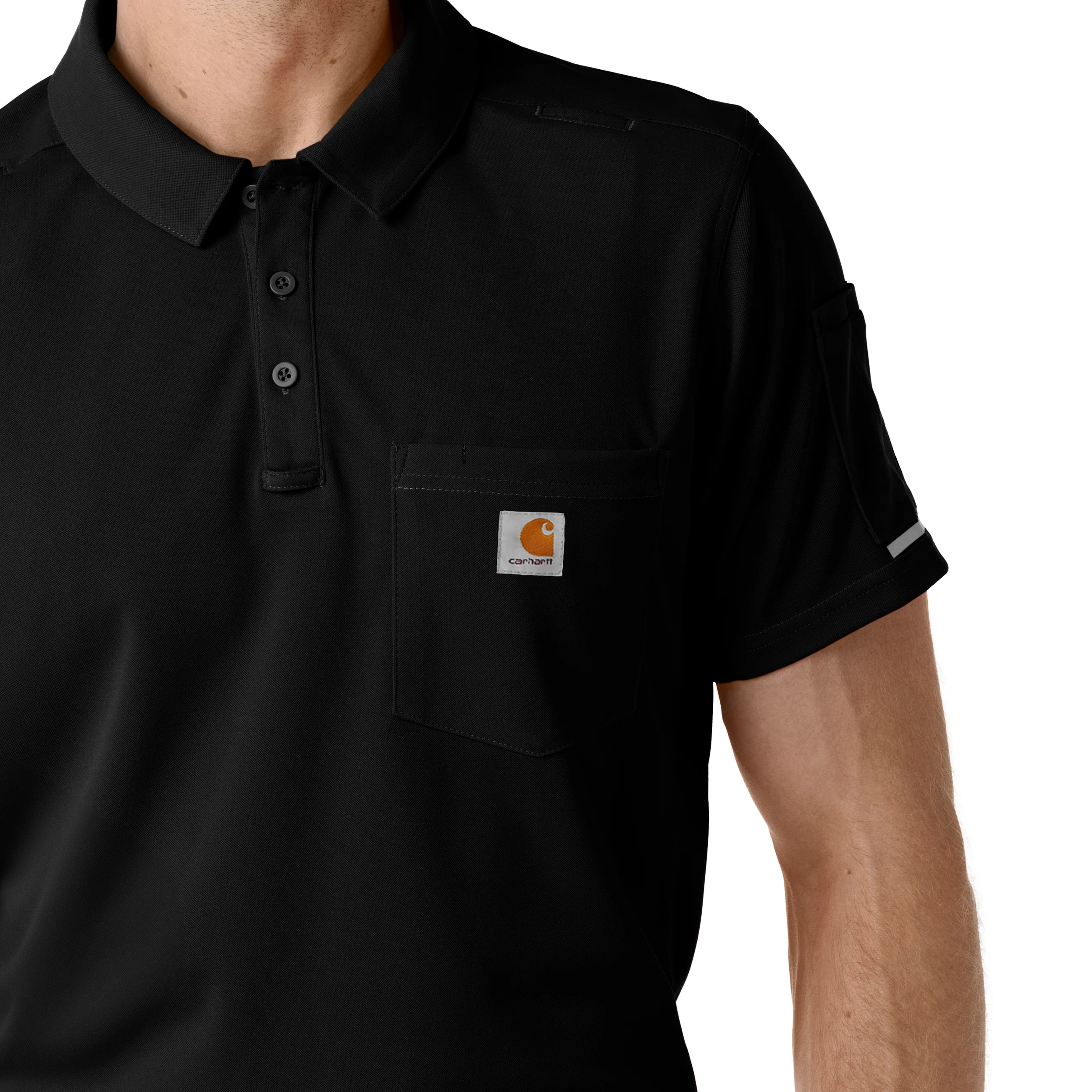 Carhartt Rugged Flex RSCU Men's Lightweight Short Sleeve Polo Scrub Top - Black - Image 10