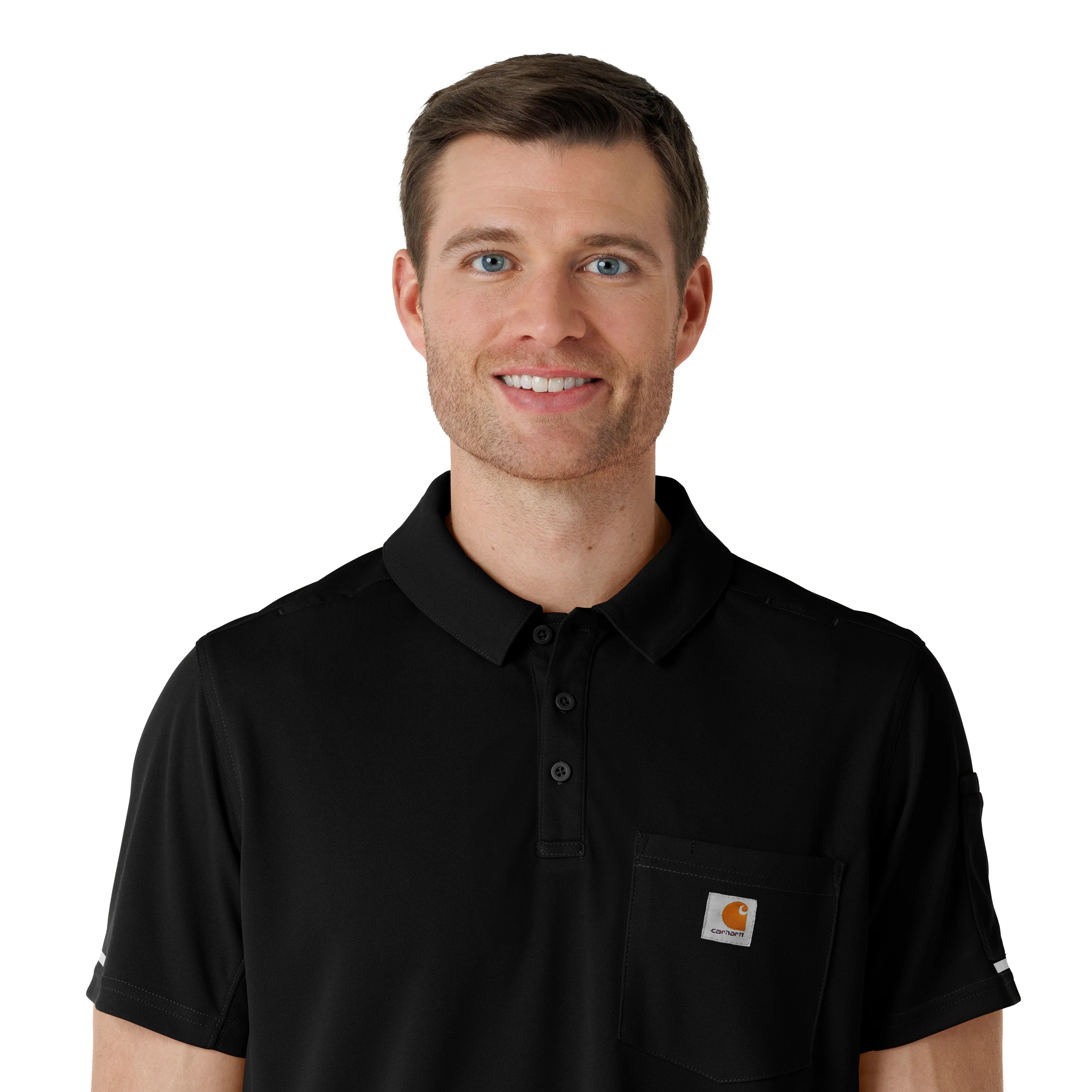 Carhartt Rugged Flex RSCU Men's Lightweight Short Sleeve Polo Scrub Top - Black - Image 5