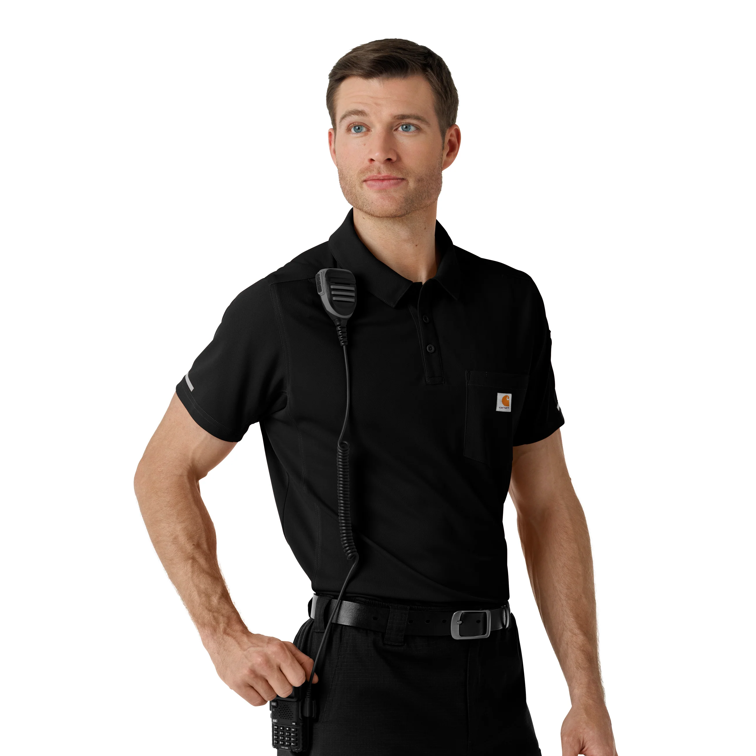 Carhartt Rugged Flex RSCU Men's Lightweight Short Sleeve Polo Scrub Top - Black - Image 7