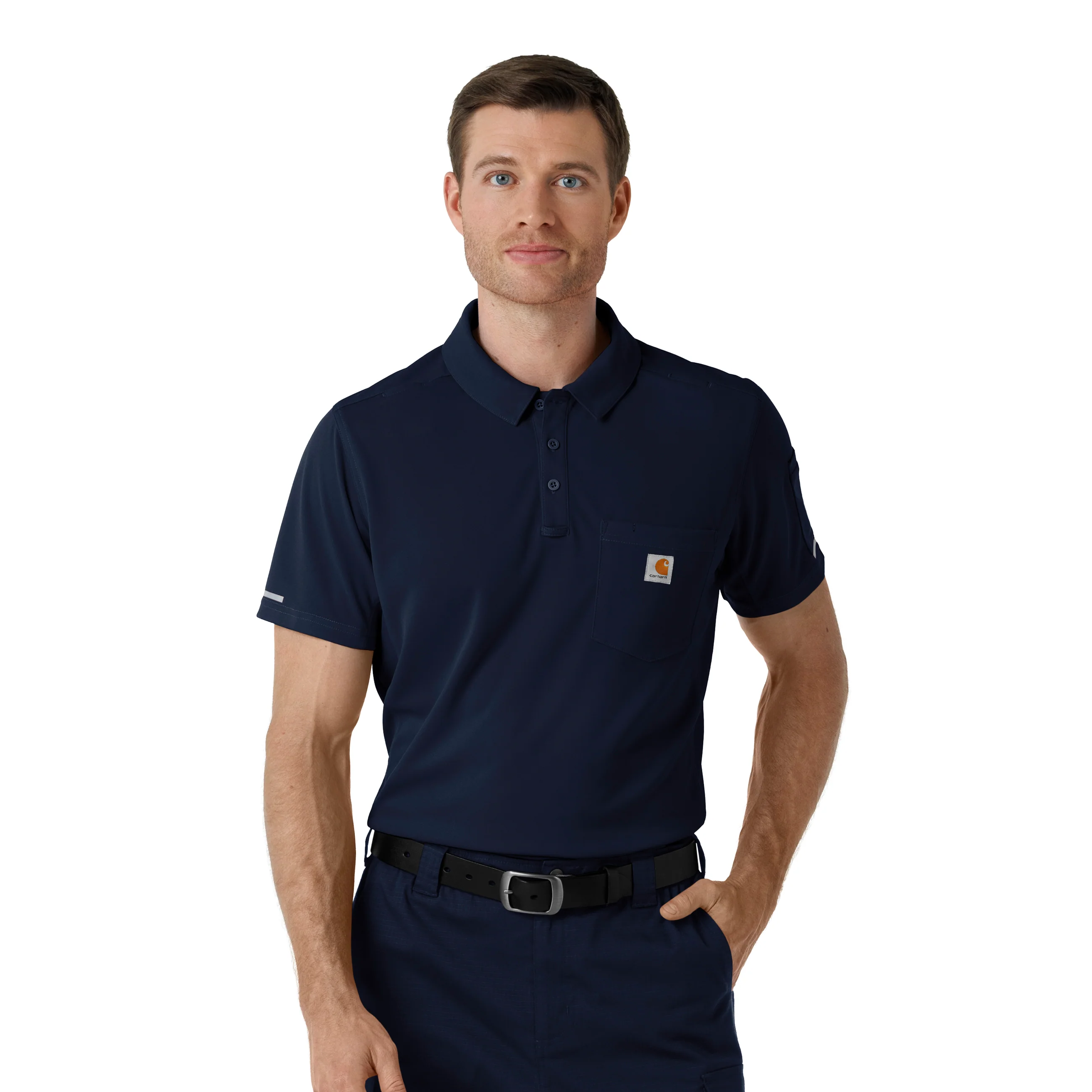 Carhartt Rugged Flex RSCU Men's Lightweight Short Sleeve Polo Scrub Top - Dark Navy