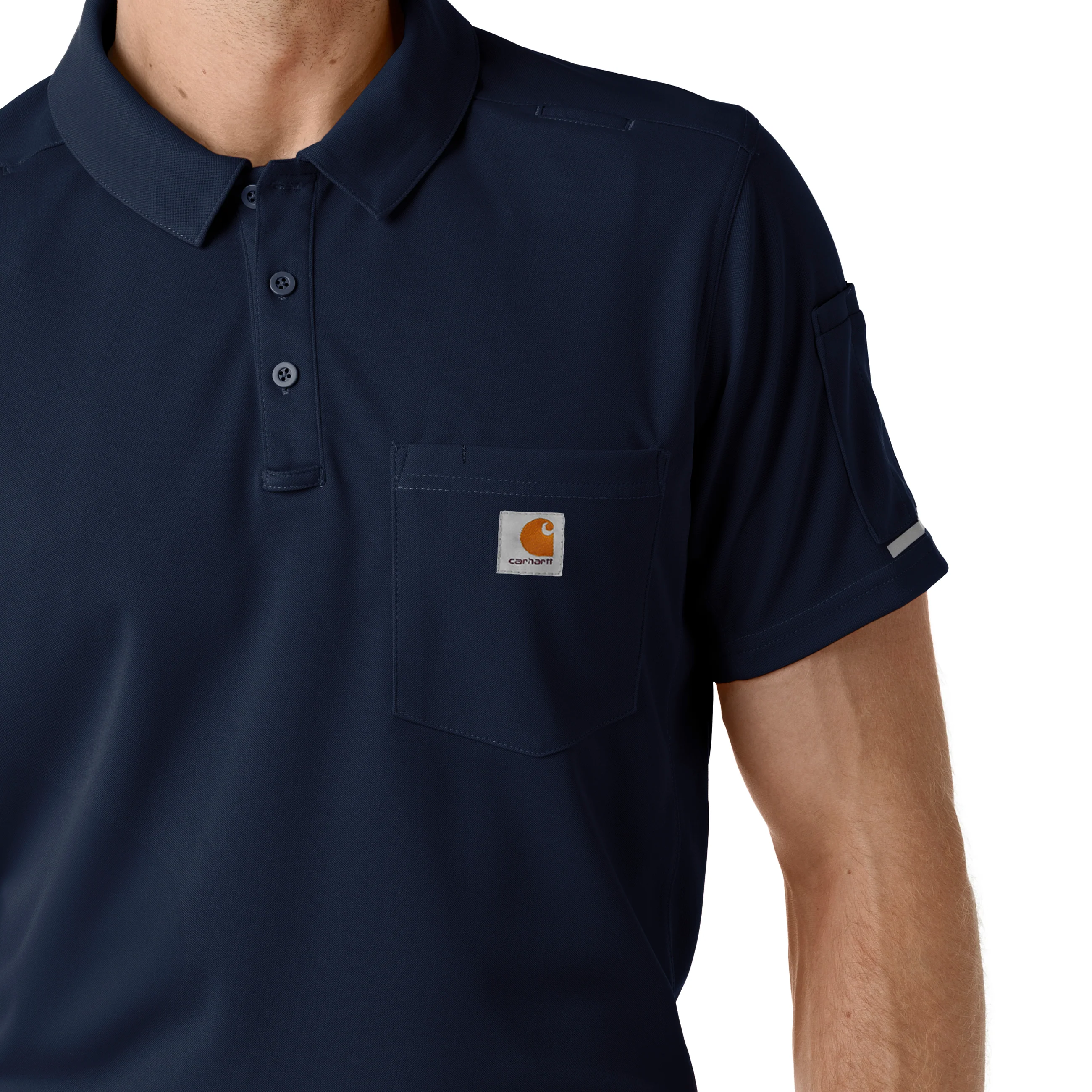 Carhartt Rugged Flex RSCU Men's Lightweight Short Sleeve Polo Scrub Top - Dark Navy - Image 10
