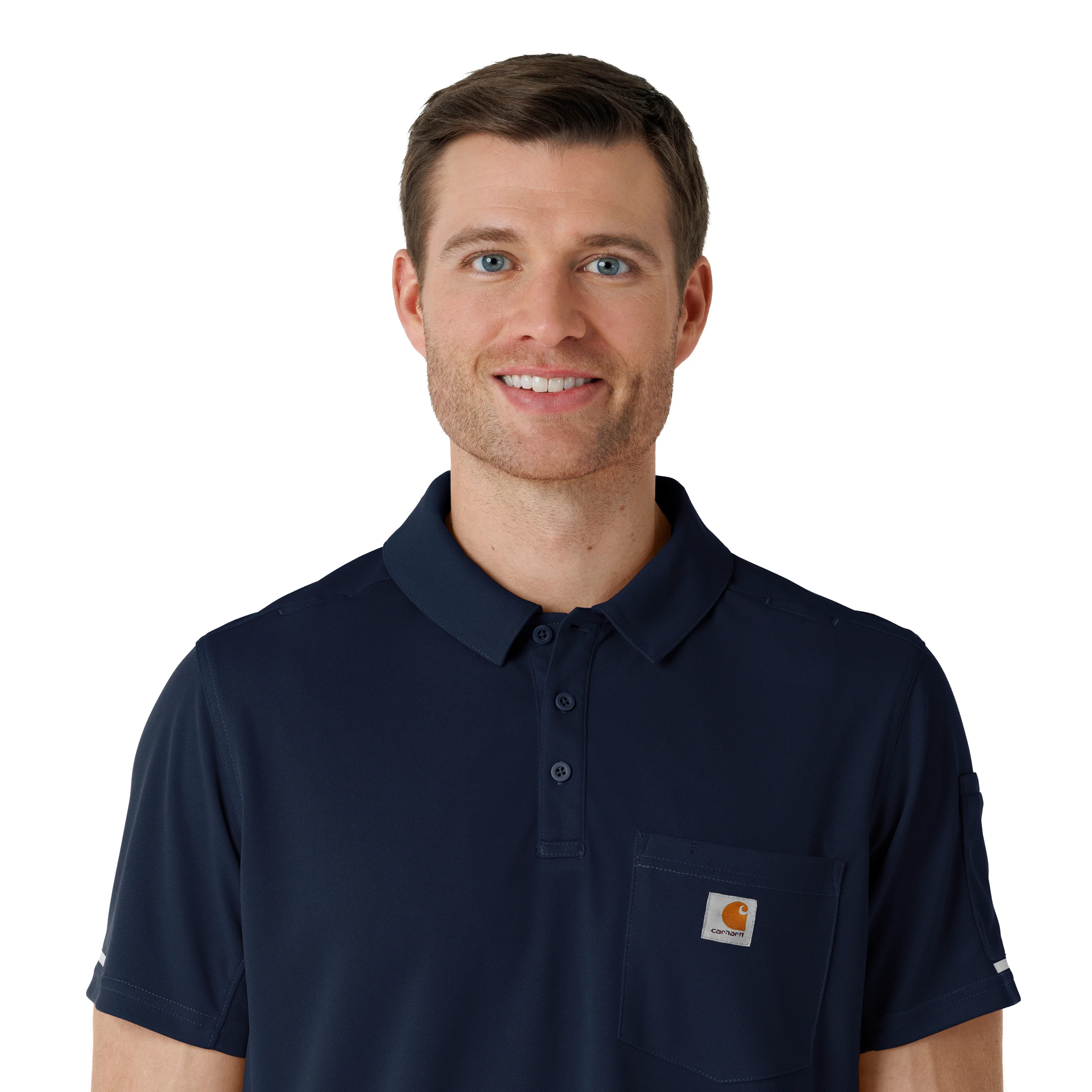 Carhartt Rugged Flex RSCU Men's Lightweight Short Sleeve Polo Scrub Top - Dark Navy - Image 5