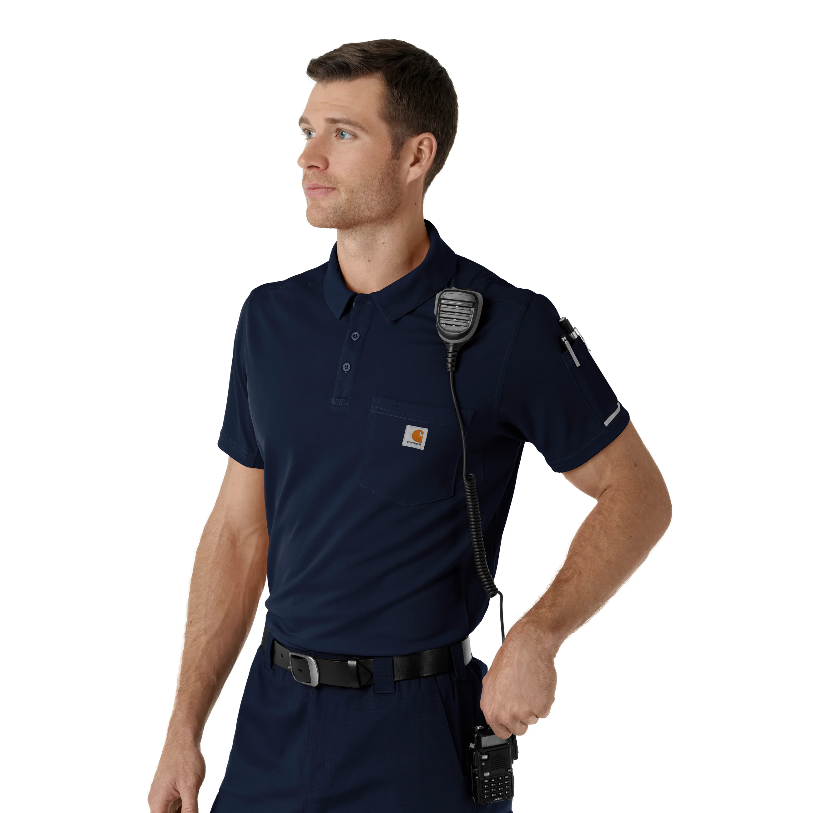 Carhartt Rugged Flex RSCU Men's Lightweight Short Sleeve Polo Scrub Top - Dark Navy - Image 6