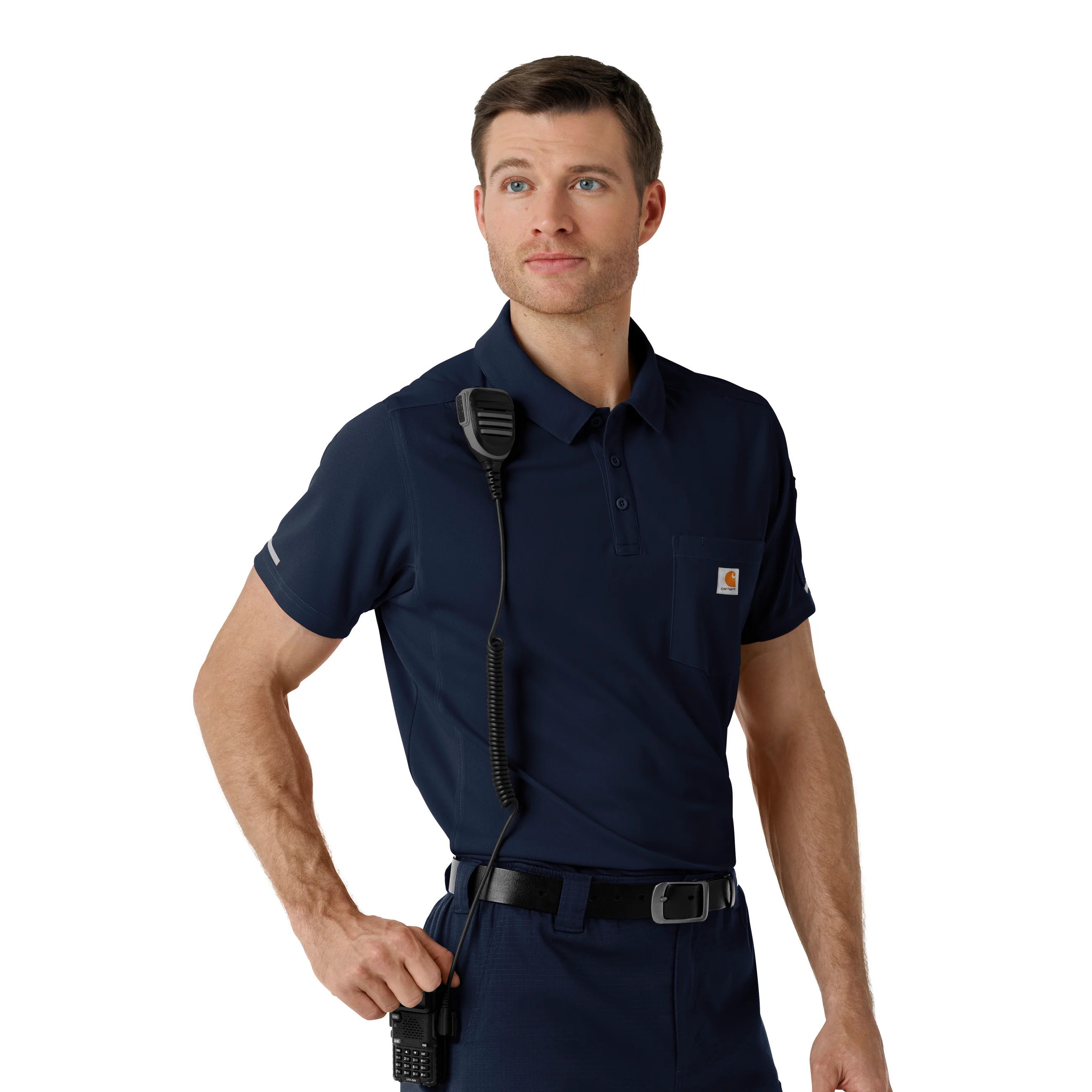 Carhartt Rugged Flex RSCU Men's Lightweight Short Sleeve Polo Scrub Top - Dark Navy - Image 7