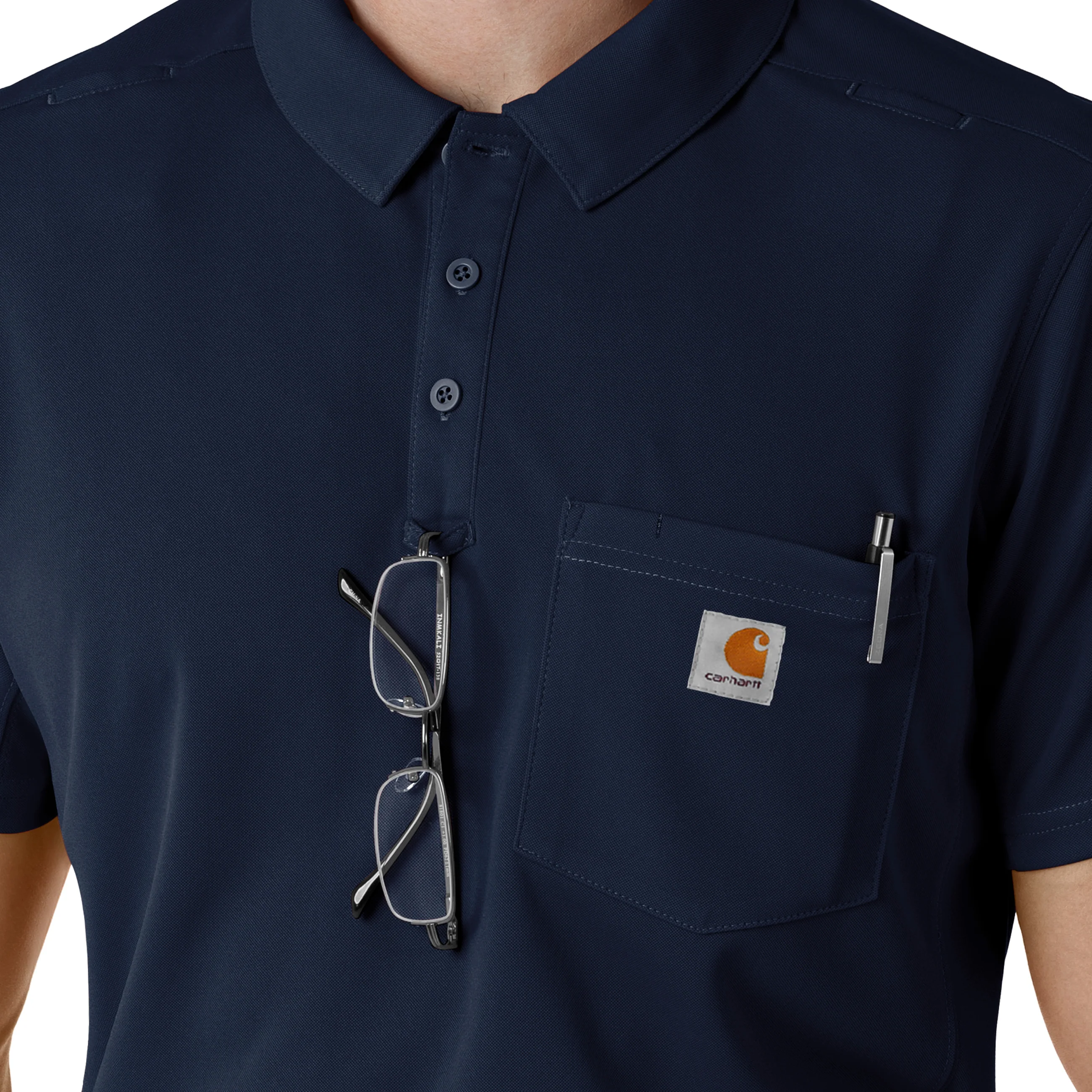 Carhartt Rugged Flex RSCU Men's Lightweight Short Sleeve Polo Scrub Top - Dark Navy - Image 9