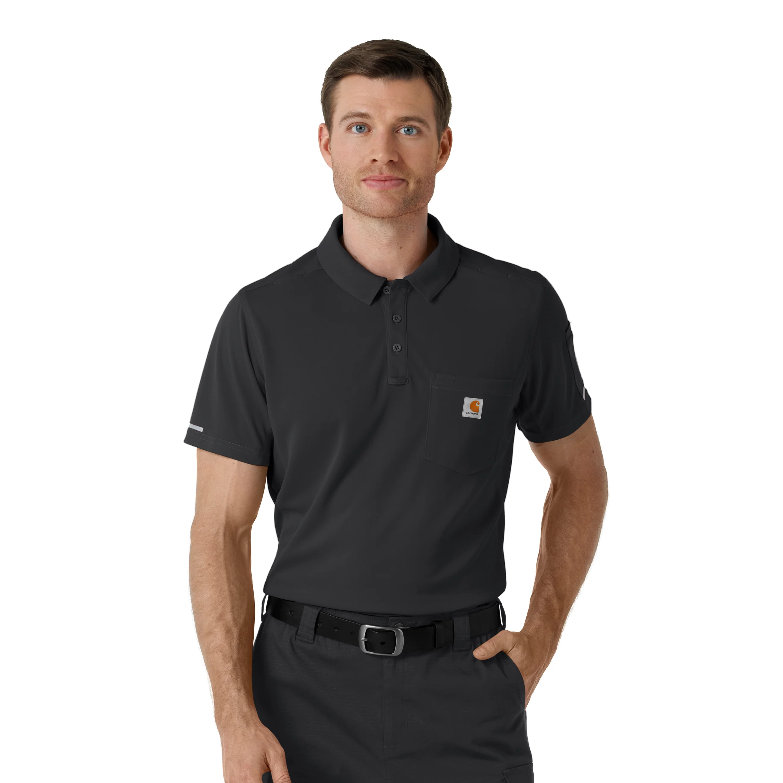 Carhartt Rugged Flex RSCU Men's Lightweight Short Sleeve Polo Scrub Top - Pewter
