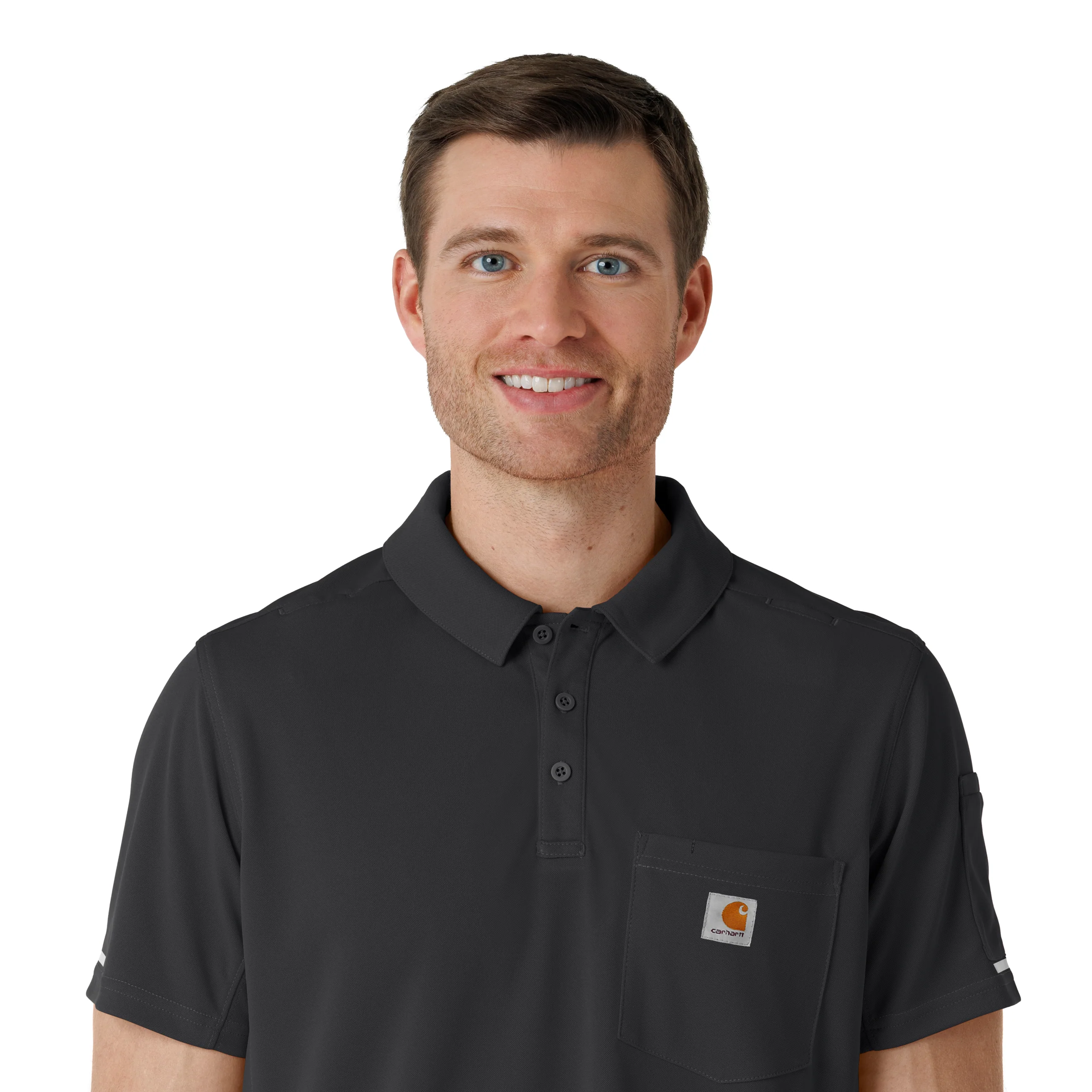 Carhartt Rugged Flex RSCU Men's Lightweight Short Sleeve Polo Scrub Top - Pewter - Image 6