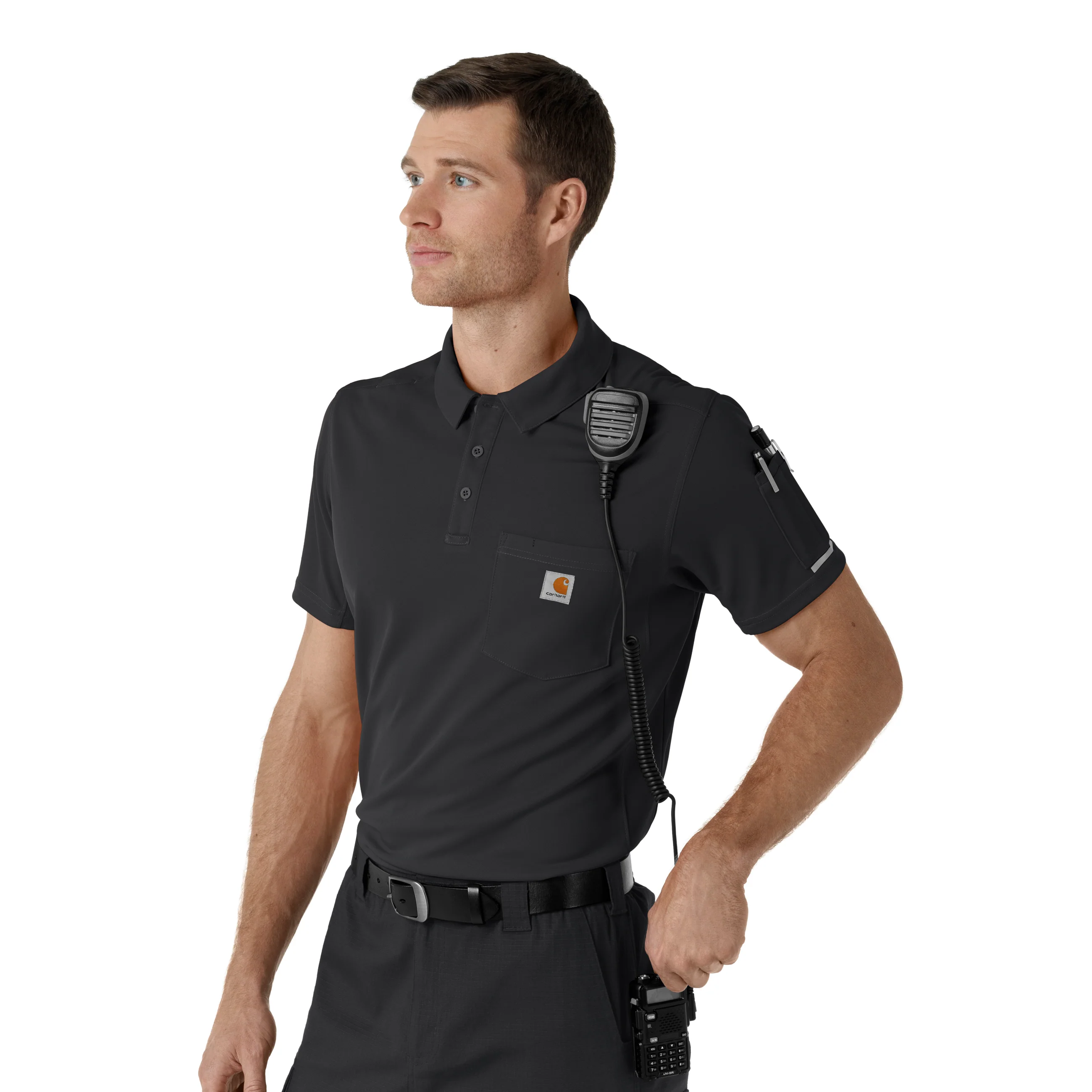 Carhartt Rugged Flex RSCU Men's Lightweight Short Sleeve Polo Scrub Top - Pewter - Image 7