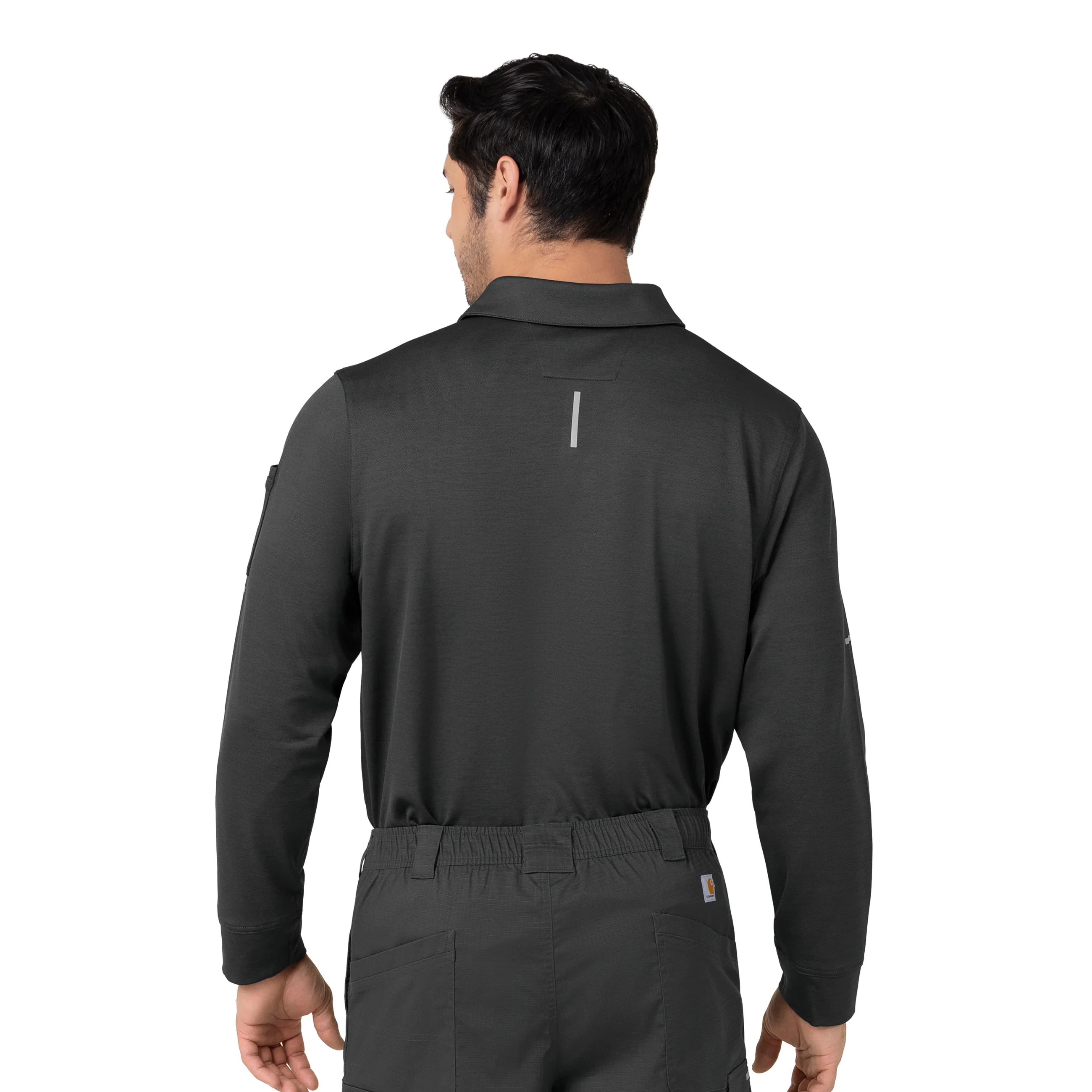 Carhartt Rugged Flex RSCU Men's Heavyweight Long Sleeve Polo Scrub Top - Pewter - Image 2