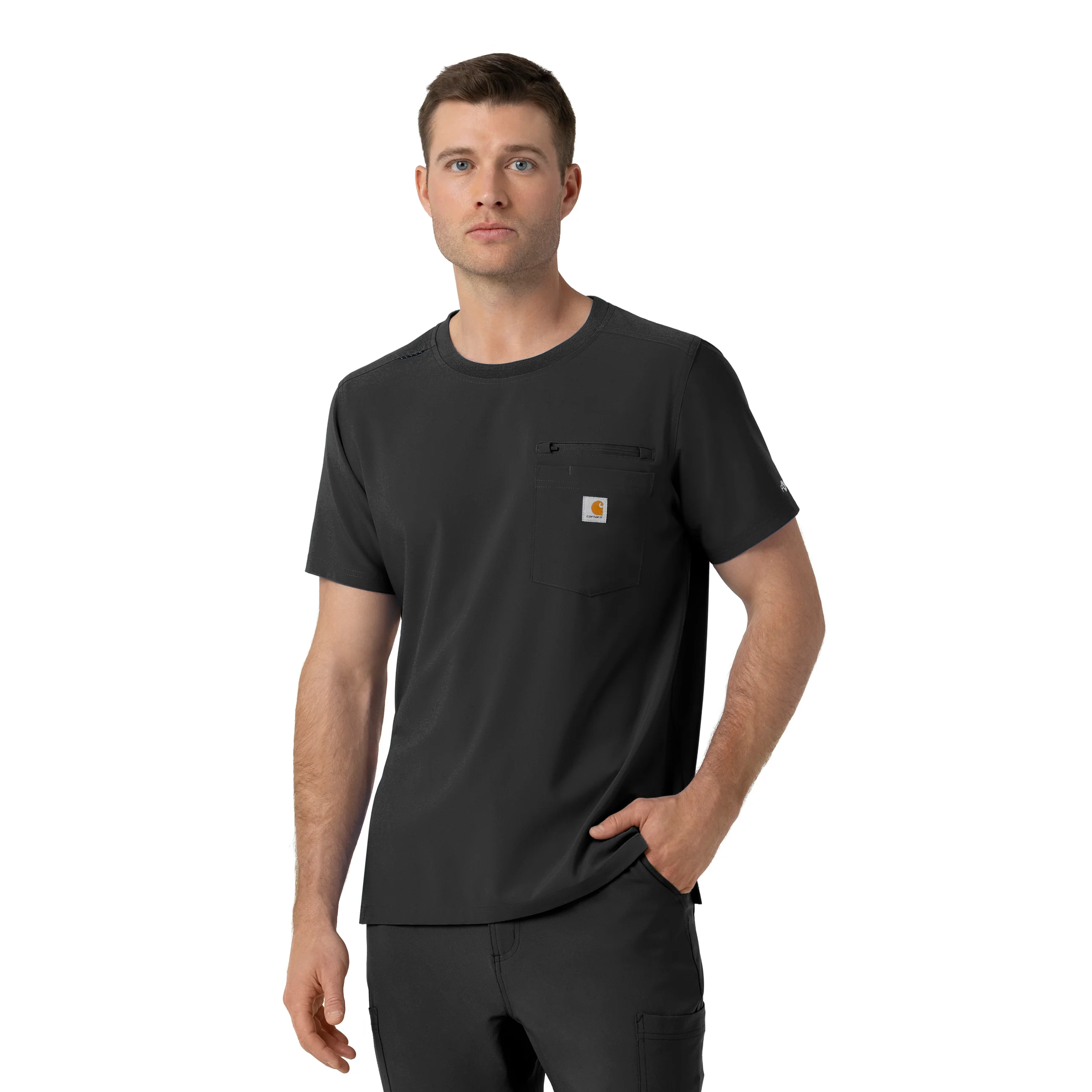 Carhartt Force Cross-Flex Men's Crew Neck Scrub Top - Black - Image 4