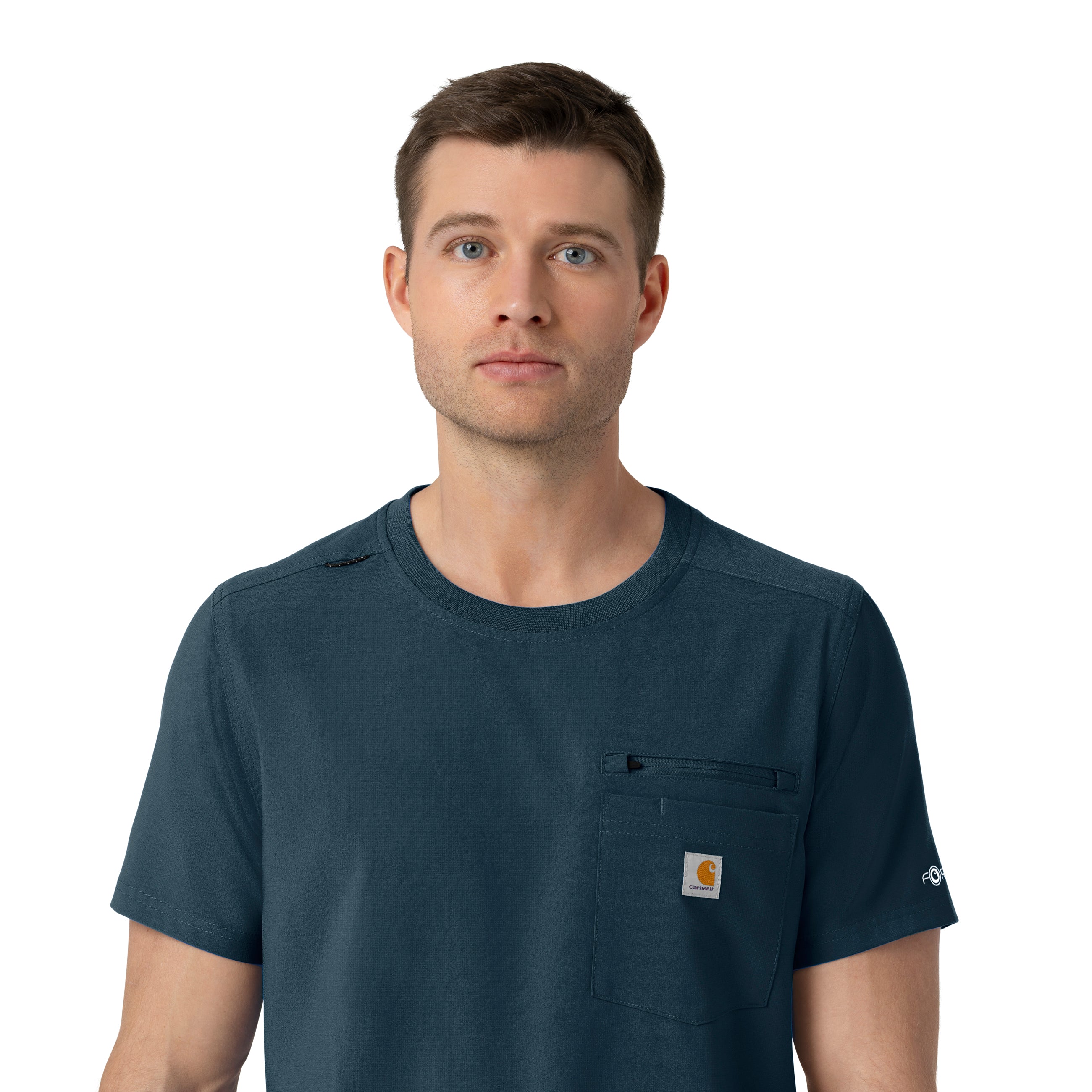 Carhartt Force Cross-Flex Men's Crew Neck Scrub Top - Navy - Image 7