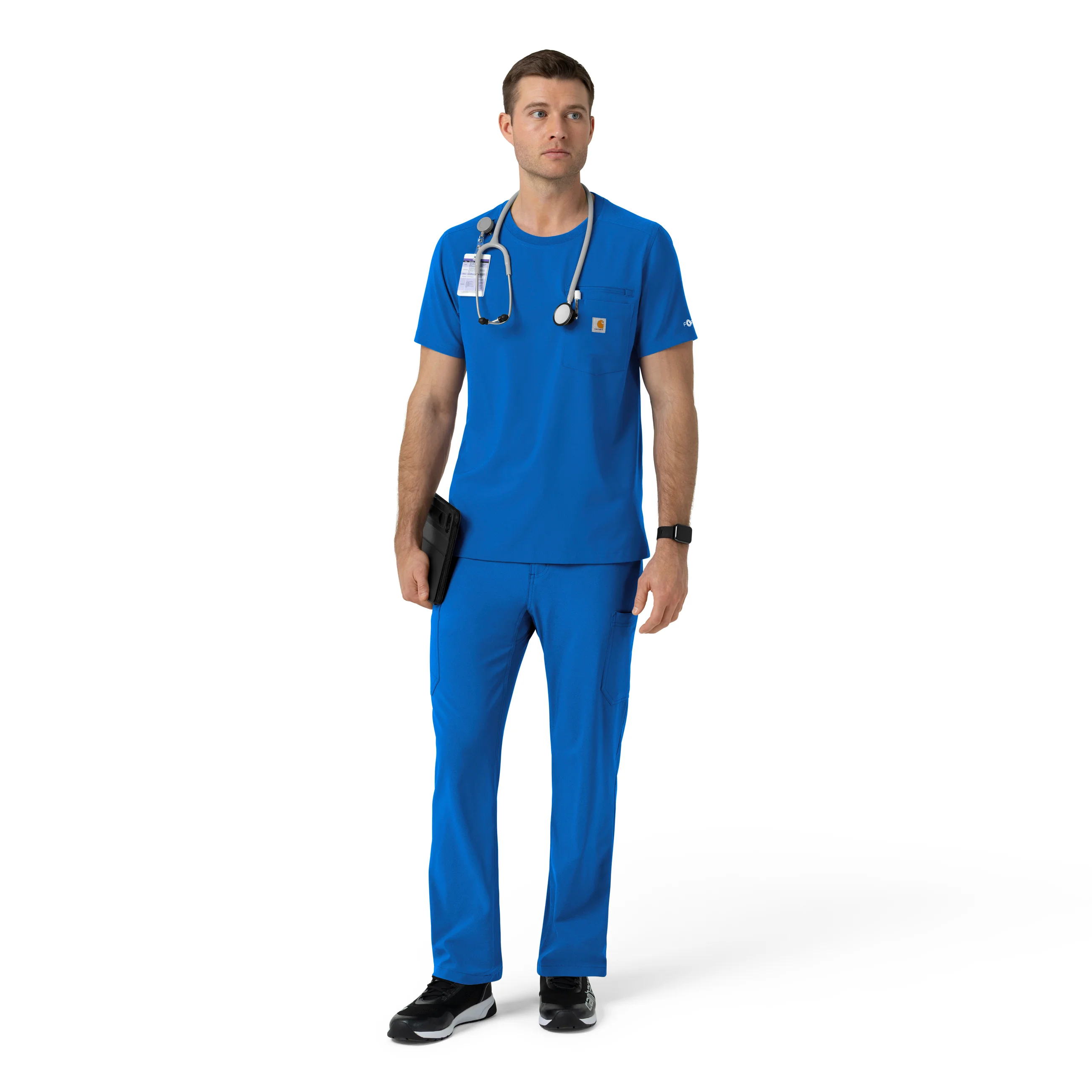 Carhartt Force Cross-Flex Men's Crew Neck Scrub Top - Royal - Image 3
