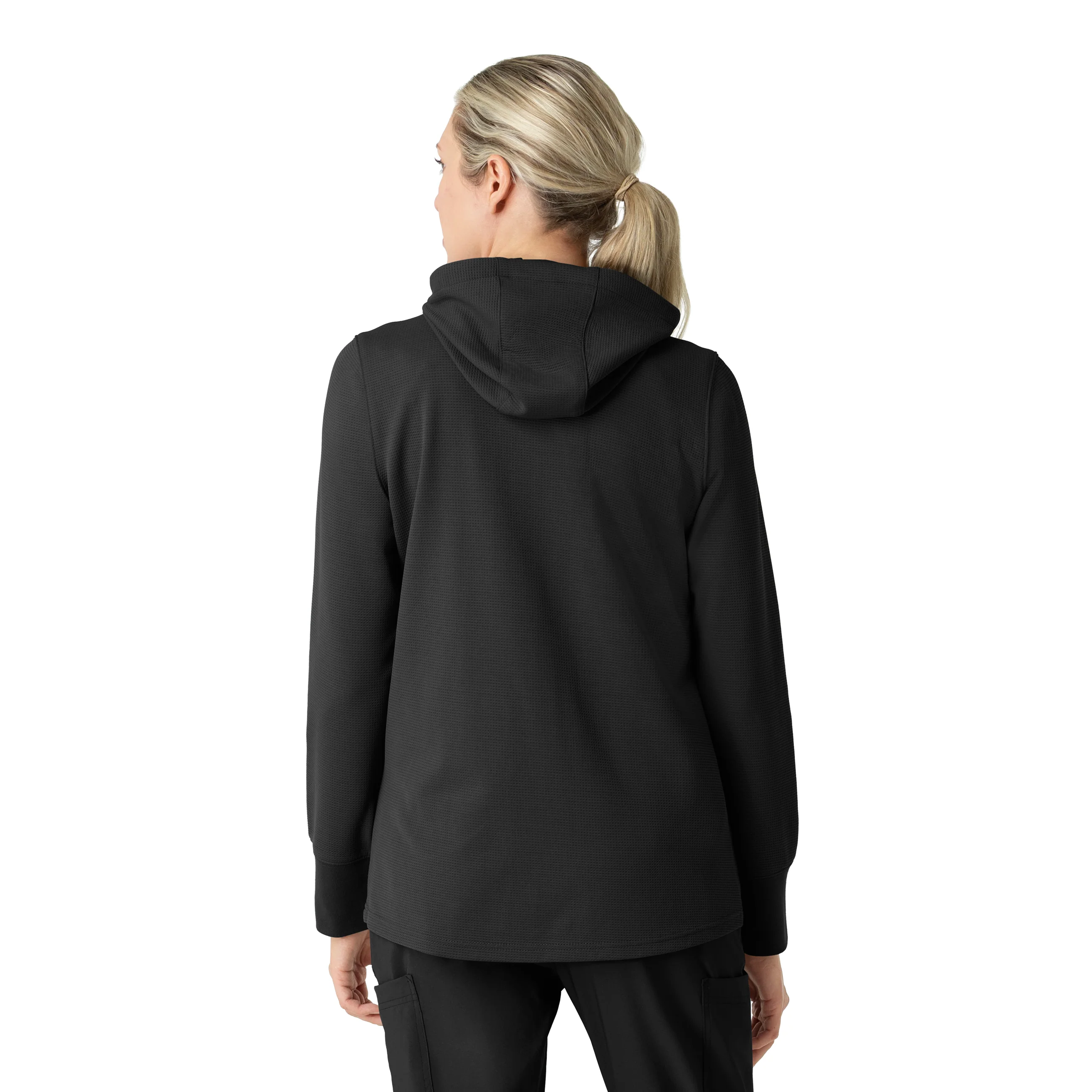Carhartt Women's Full Zip Waffle Hoodie - Black - Image 2