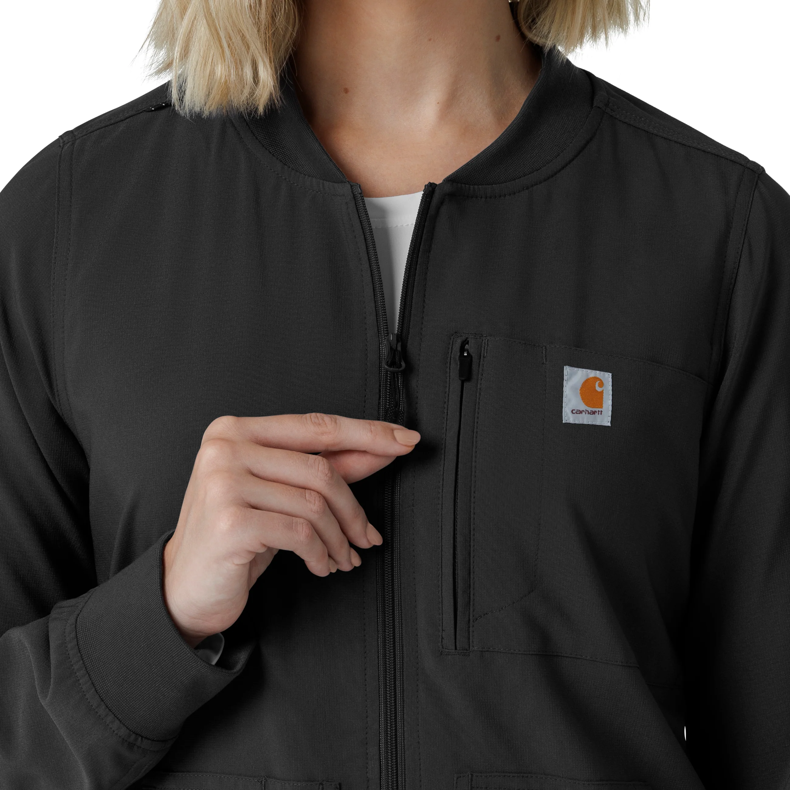 Carhartt Force Cross-Flex Women's Lightweight Scrub Jacket - Black - Image 8