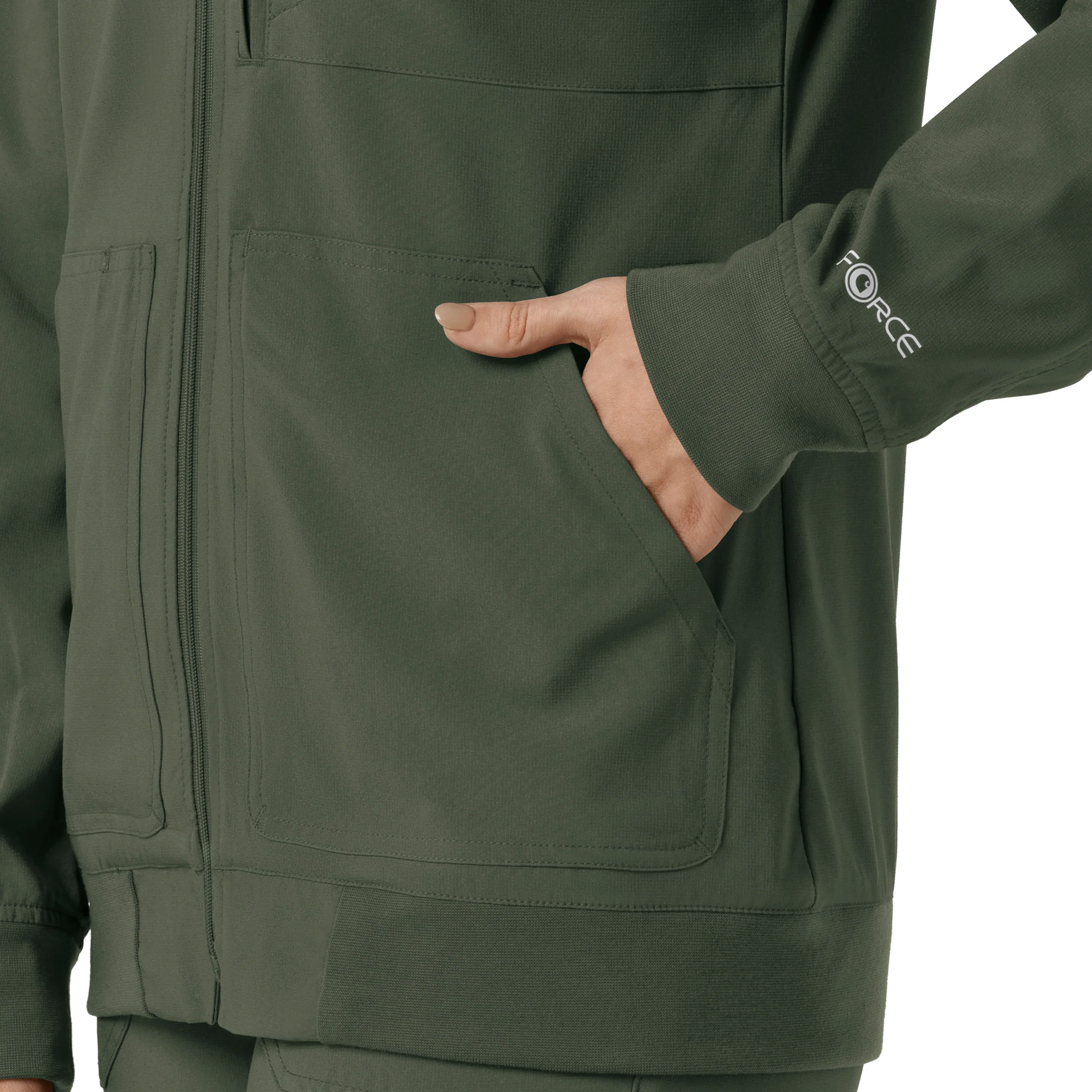 Carhartt Force Cross-Flex Women's Lightweight Scrub Jacket - Olive - Image 11