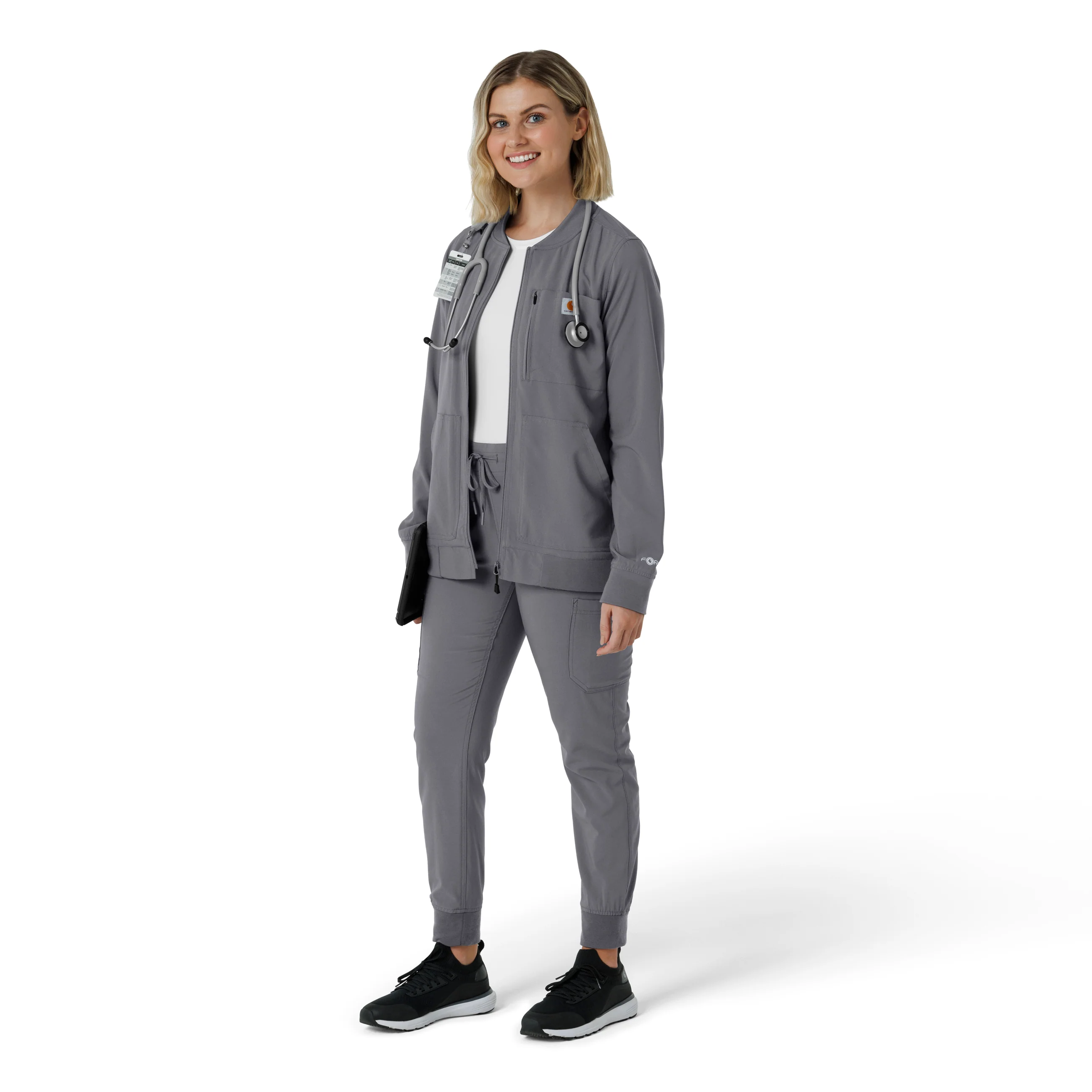 Carhartt Force Cross-Flex Women's Lightweight Scrub Jacket - Pewter - Image 3