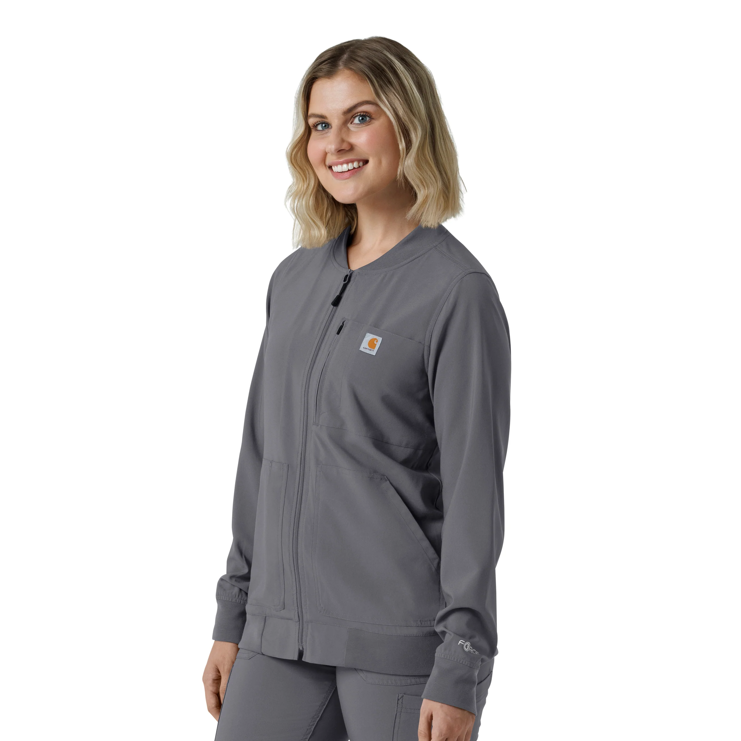 Carhartt Force Cross-Flex Women's Lightweight Scrub Jacket - Pewter - Image 4