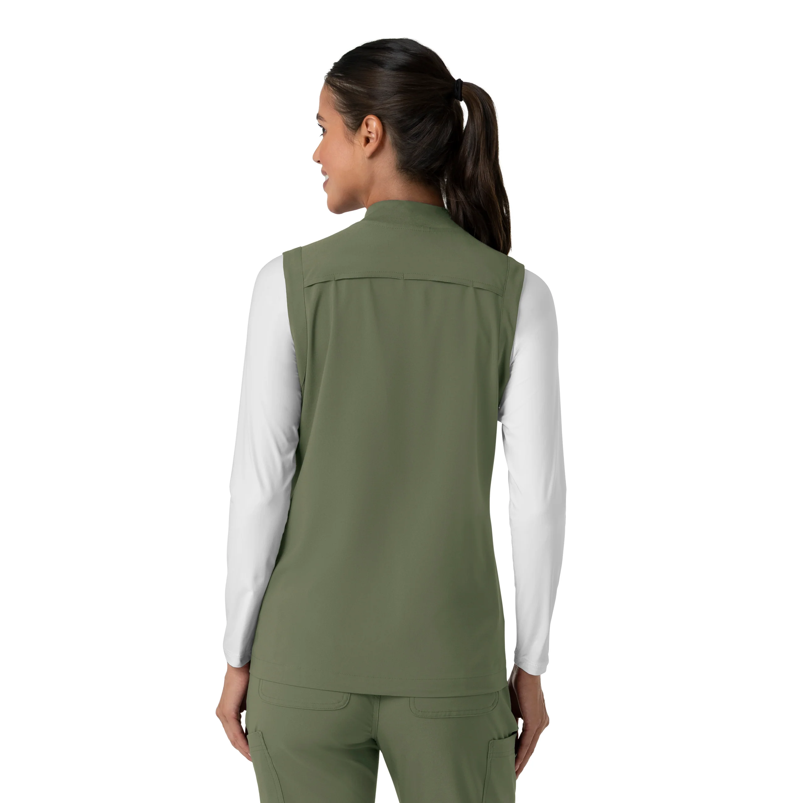 Carhartt Force Cross-Flex Women's Lightweight Scrub Vest - Olive - Image 2