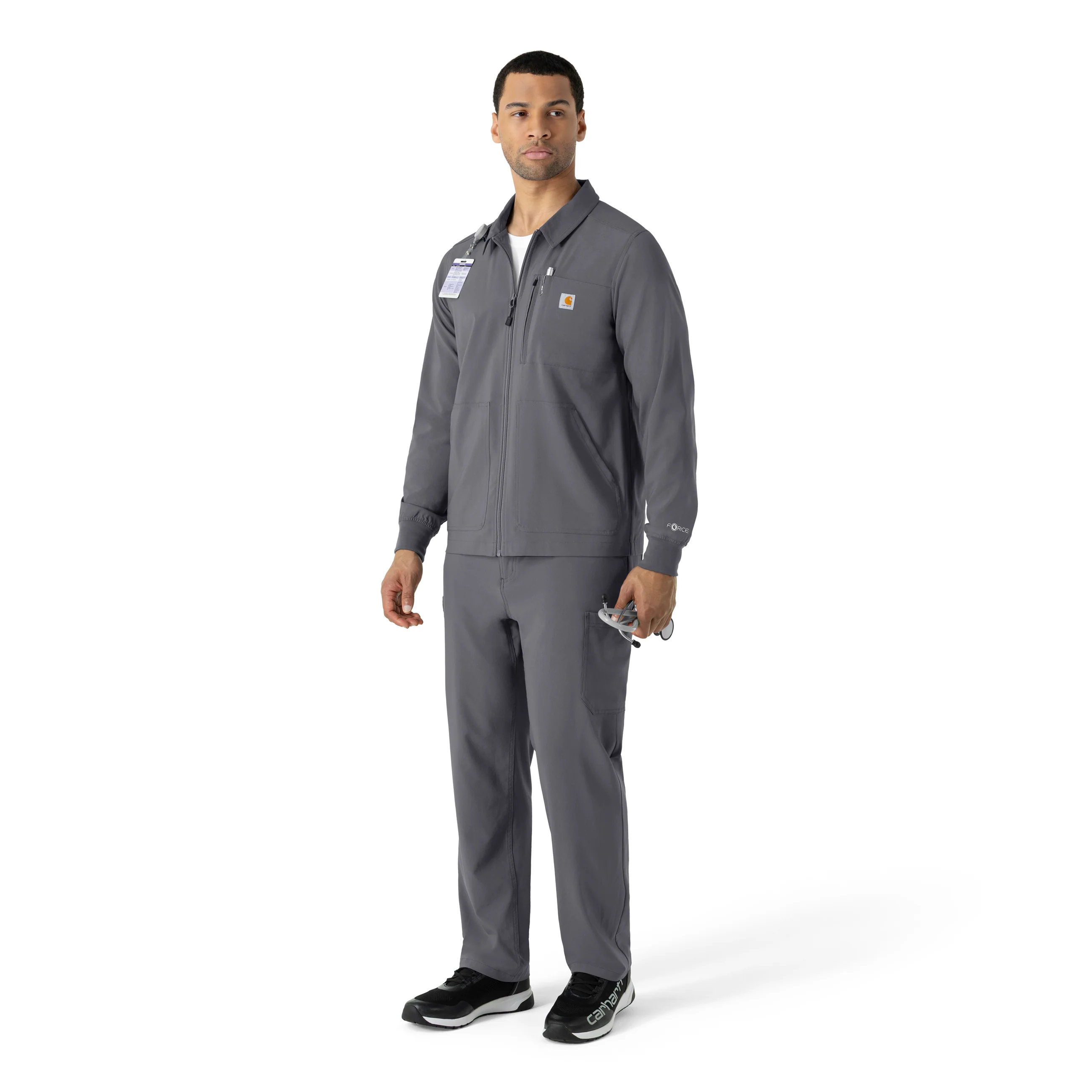 Carhartt Force Cross-Flex Men's Lightweight Scrub Jacket - Pewter - Image 3