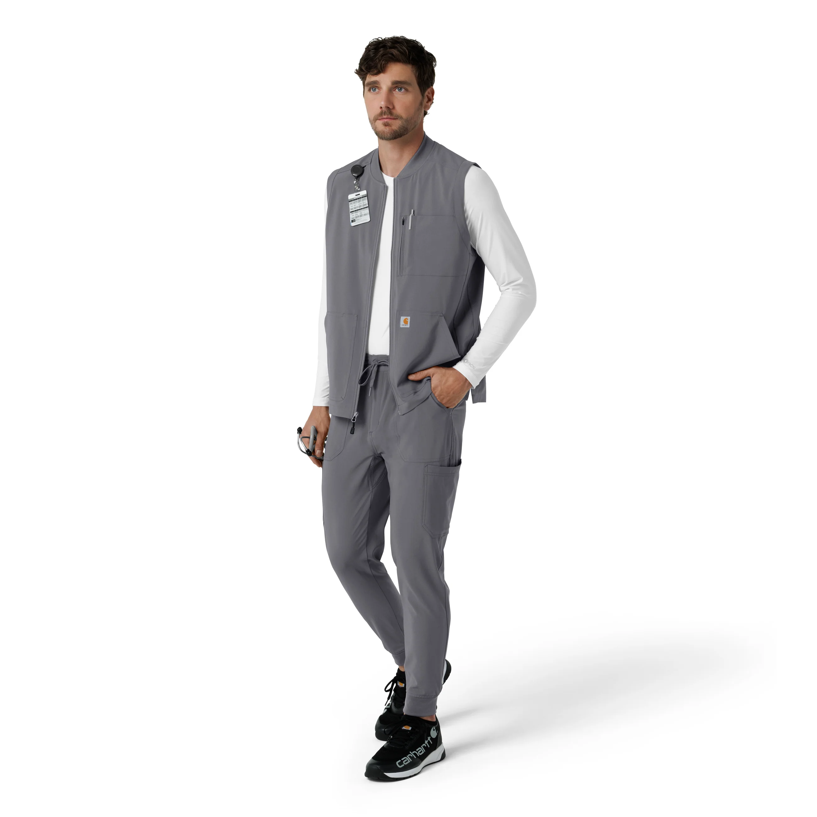 Carhartt Force Cross-Flex Men's Lightweight Scrub Vest - Pewter - Image 3