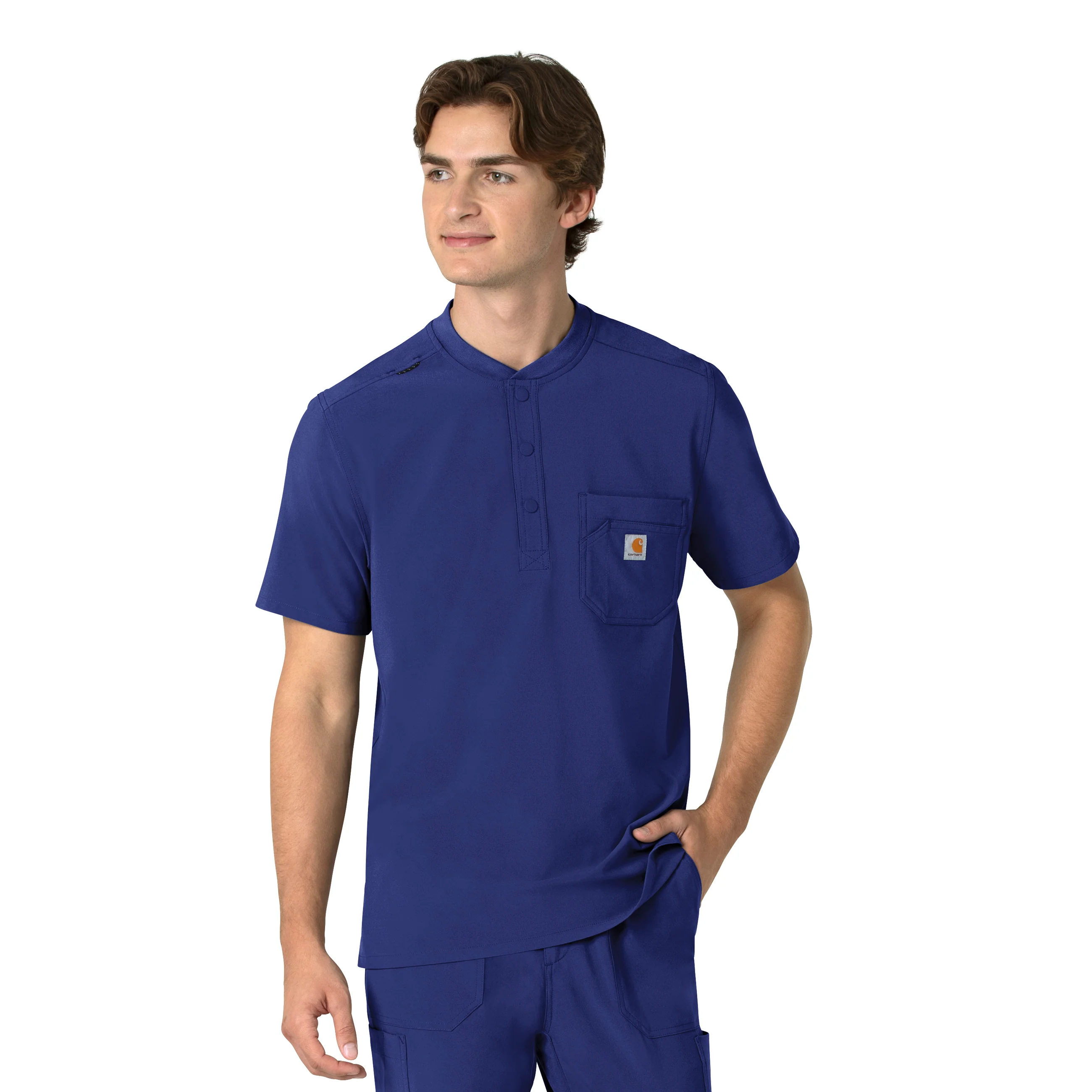 Carhartt Force Cross-Flex Men's Henley Scrub Top - Galaxy Blue