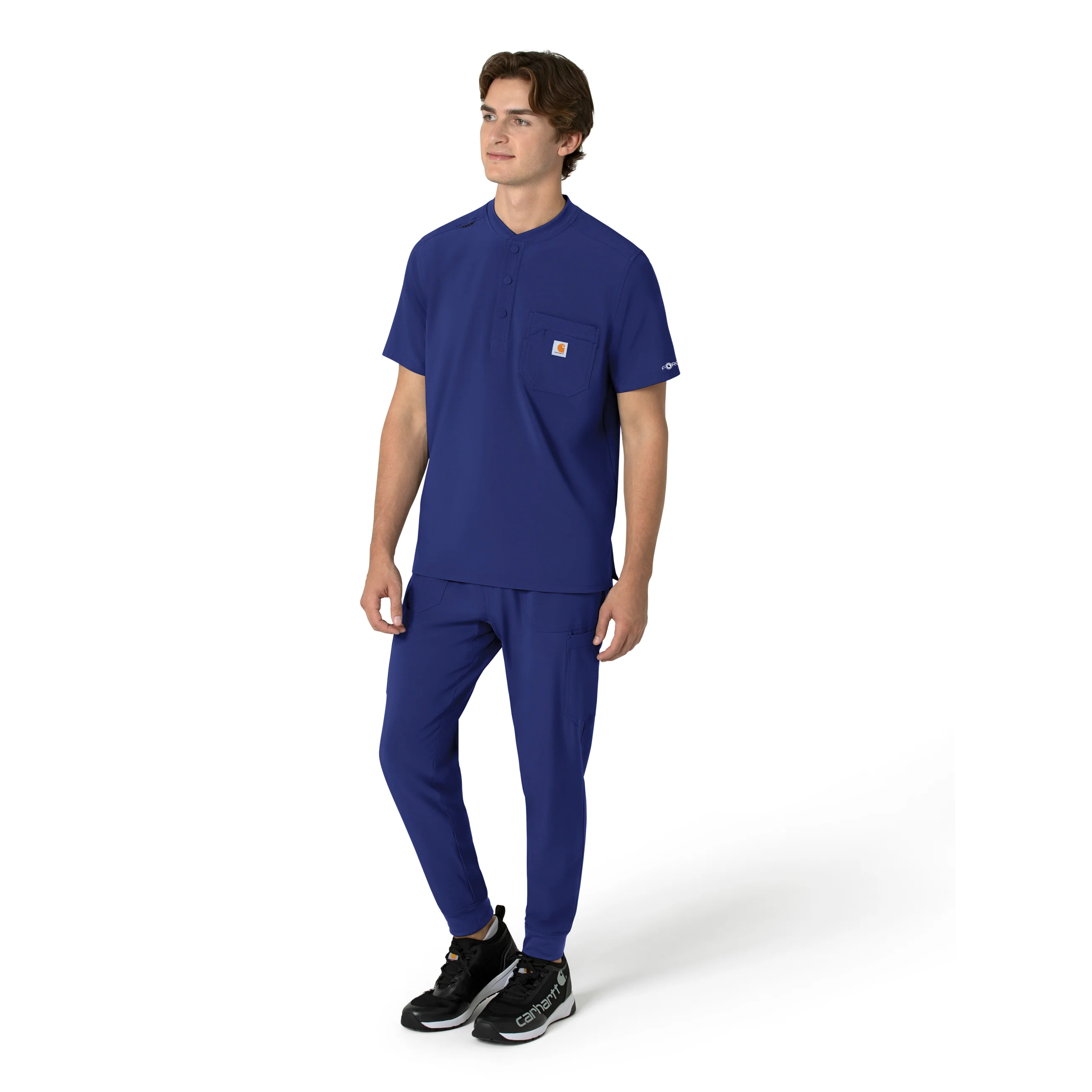 Carhartt Force Cross-Flex Men's Henley Scrub Top - Galaxy Blue - Image 4