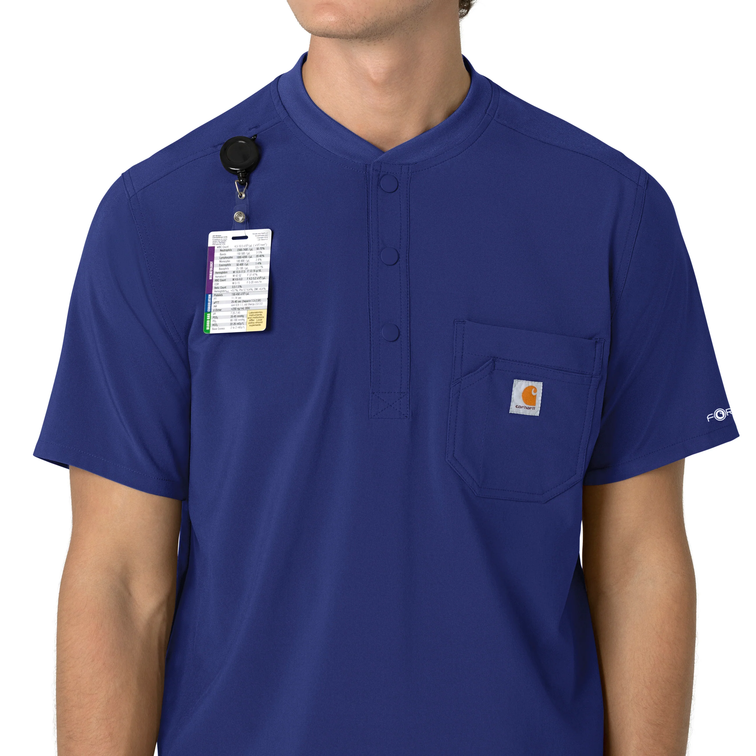 Carhartt Force Cross-Flex Men's Henley Scrub Top - Galaxy Blue - Image 7