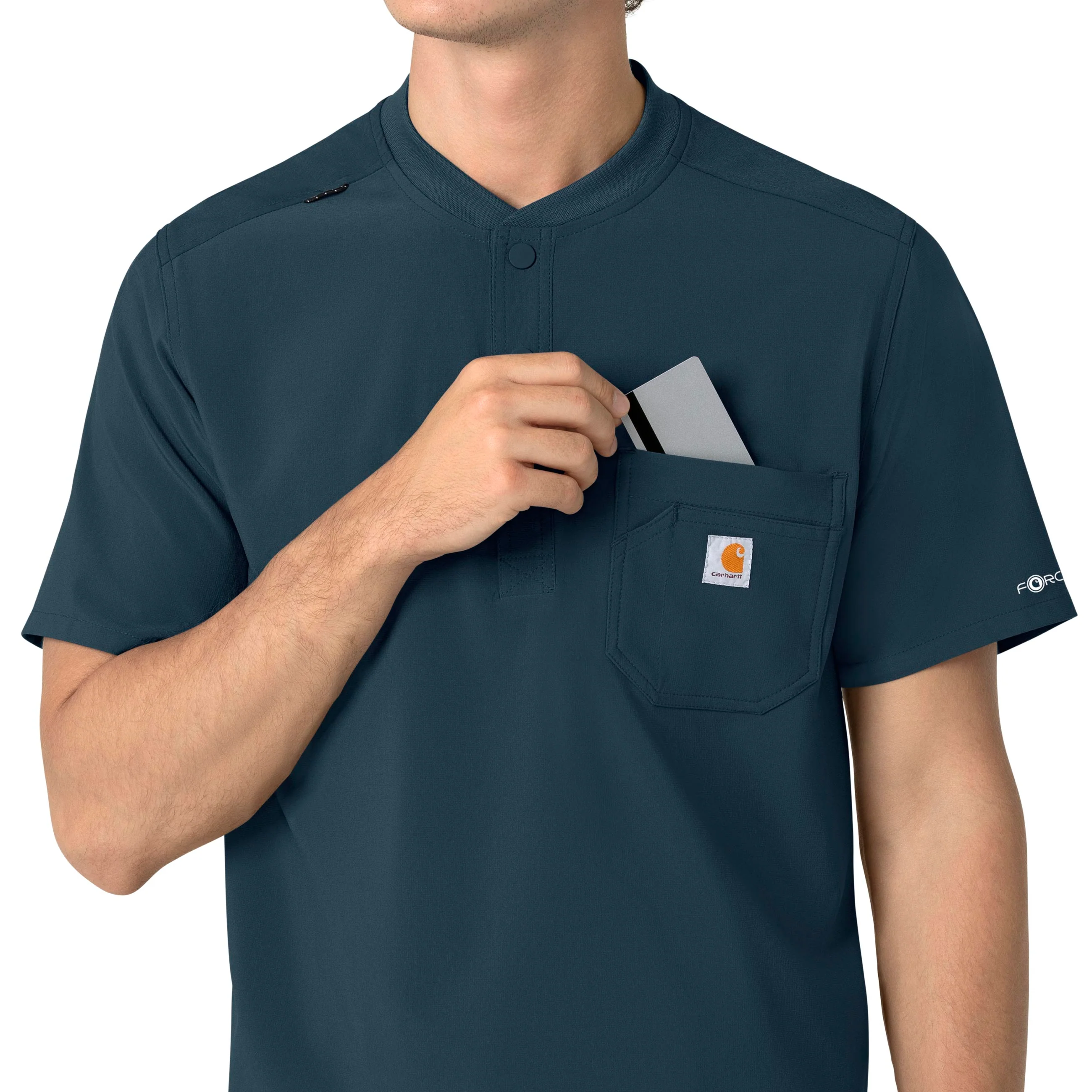 Carhartt Force Cross-Flex Men's Henley Scrub Top - Deep Navy - Image 6