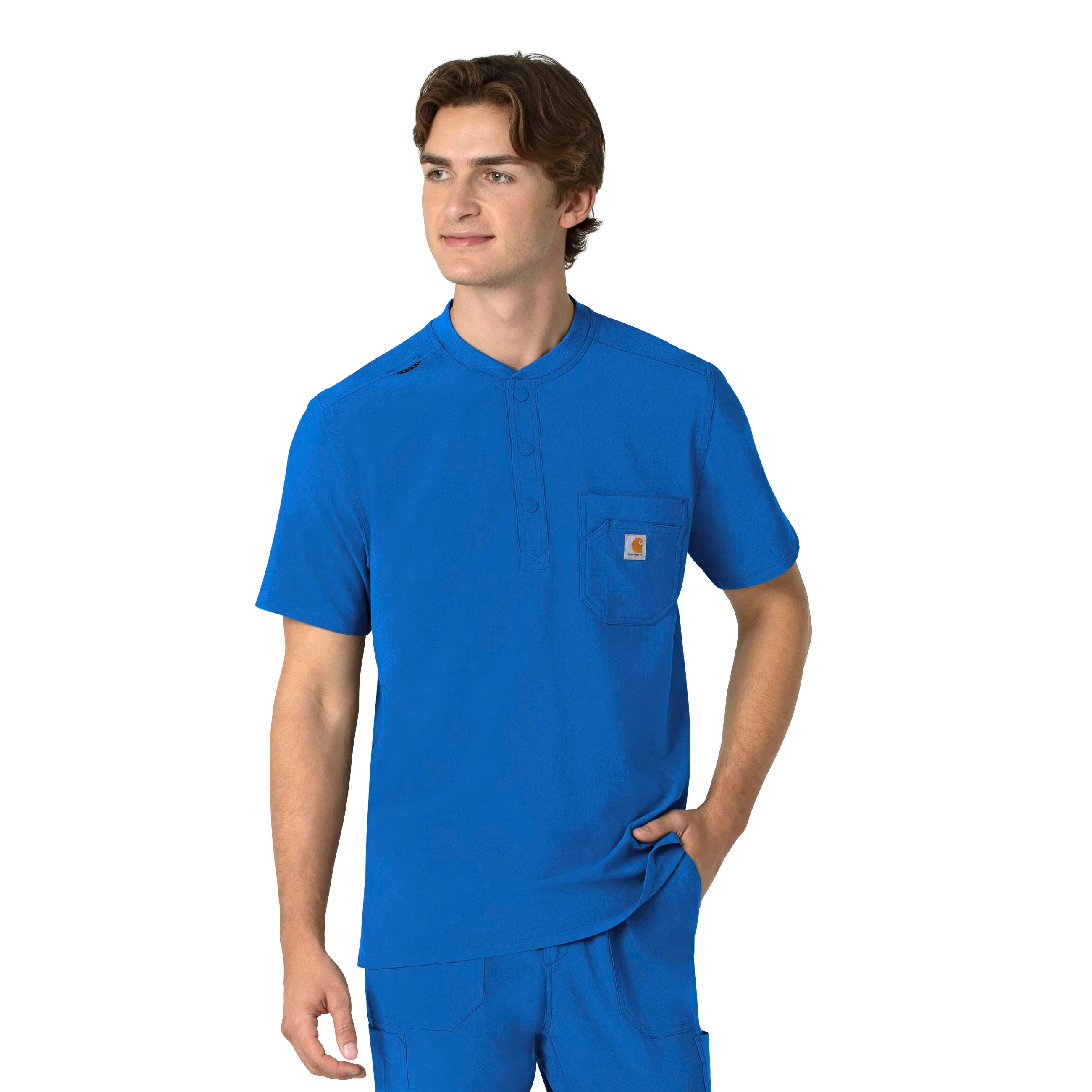 Carhartt Force Cross-Flex Men's Henley Scrub Top - Royal