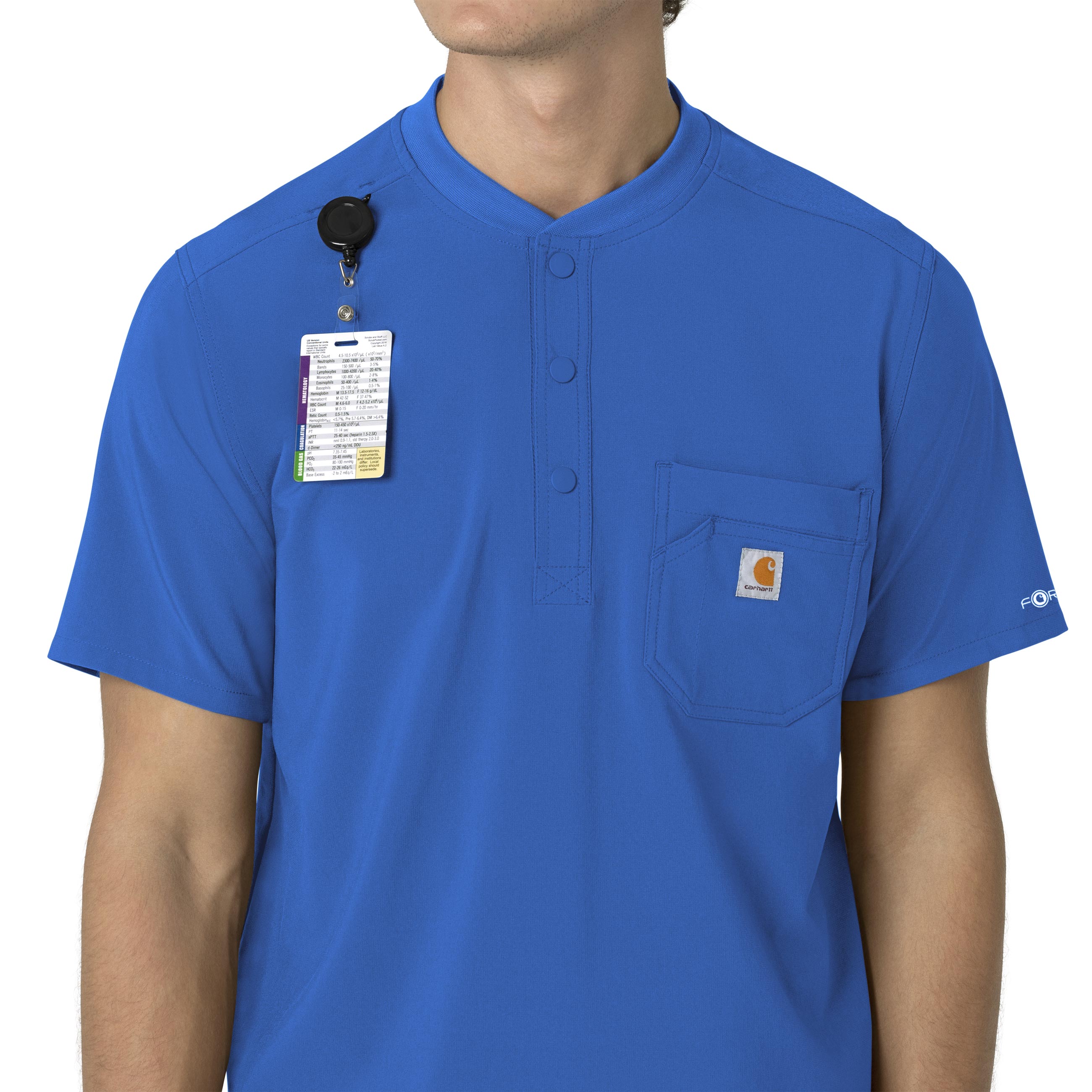 Carhartt Force Cross-Flex Men's Henley Scrub Top - Royal - Image 7