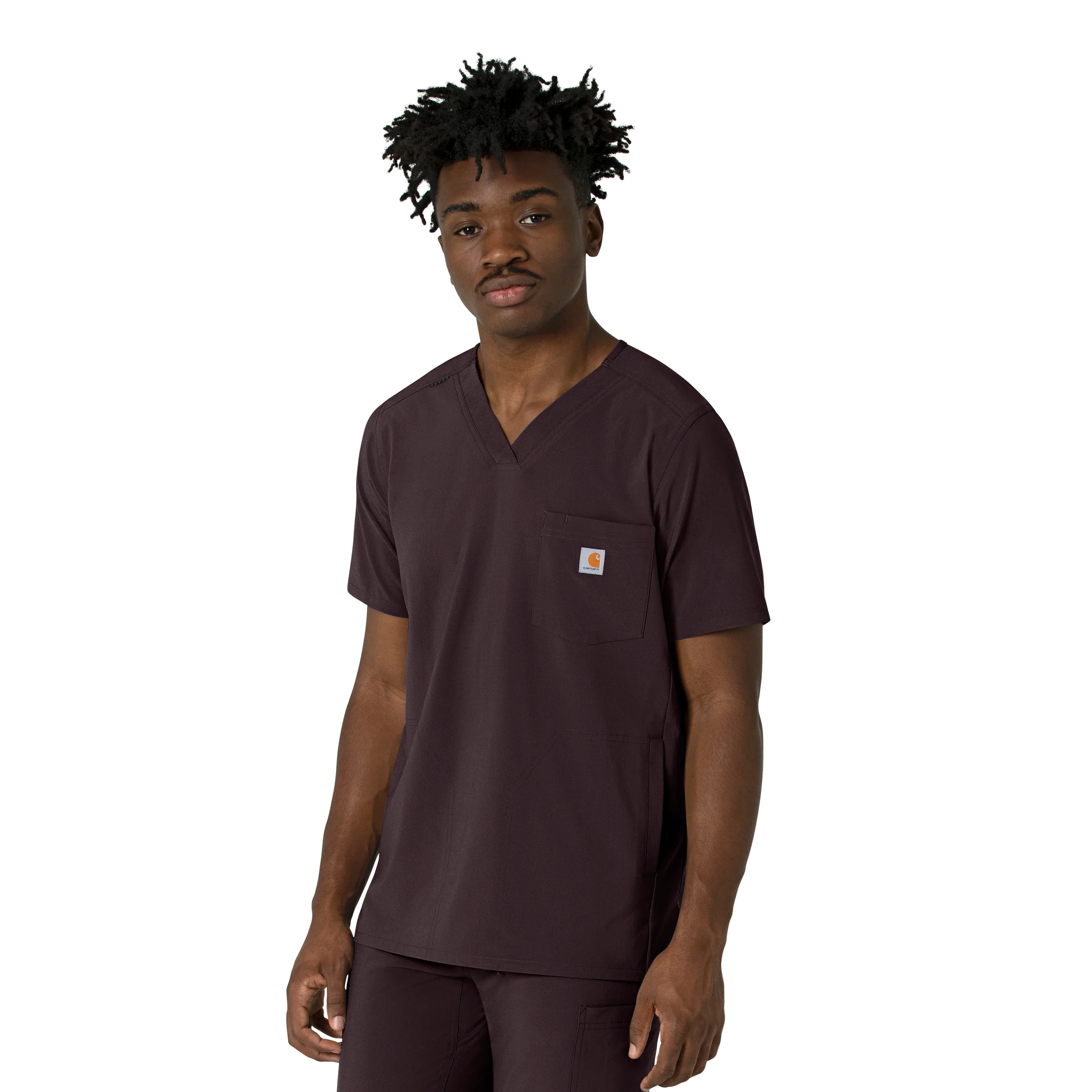 Carhartt Force Cross-Flex Men's V-Neck Scrub Top - Dark Sepia - Image 3
