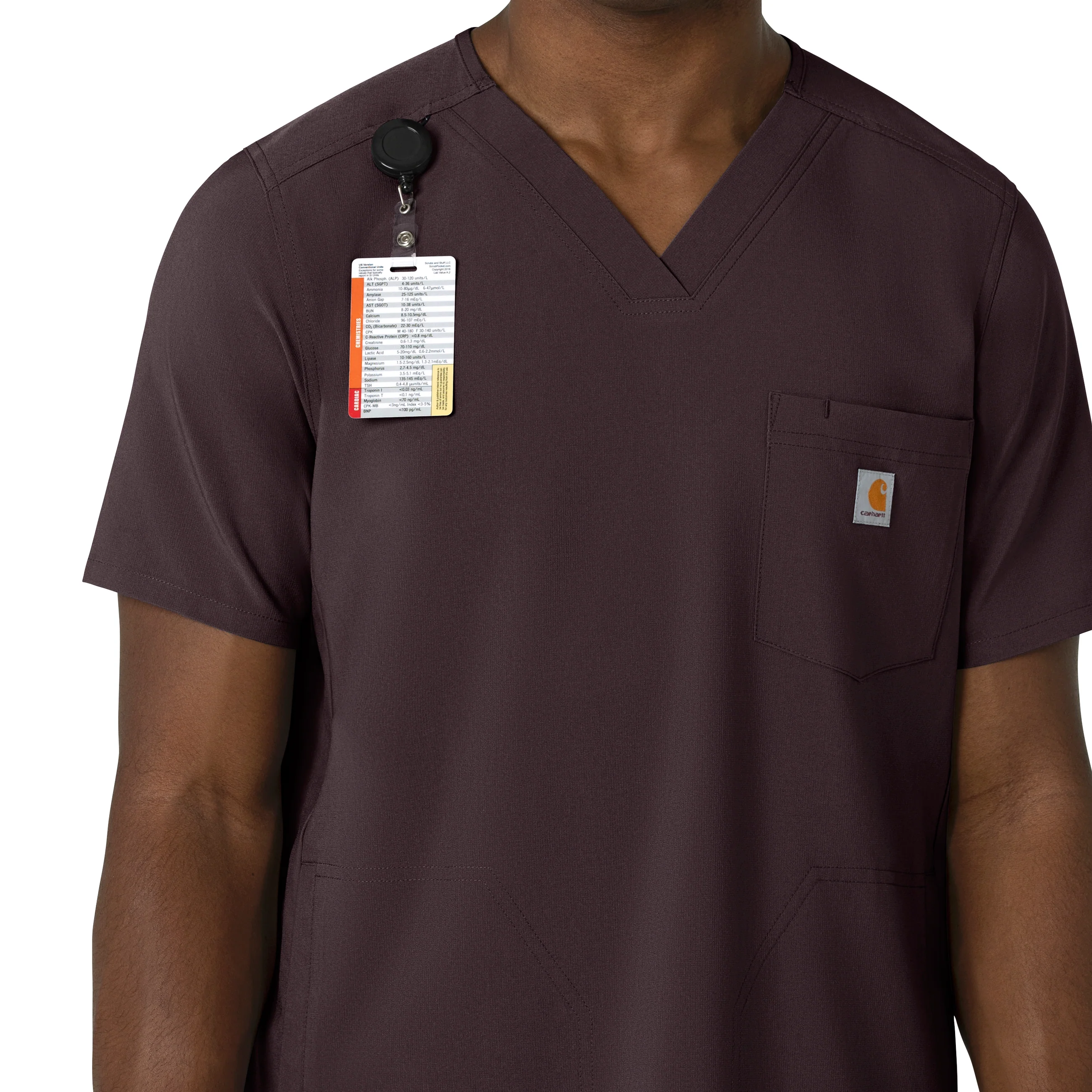 Carhartt Force Cross-Flex Men's V-Neck Scrub Top - Dark Sepia - Image 5