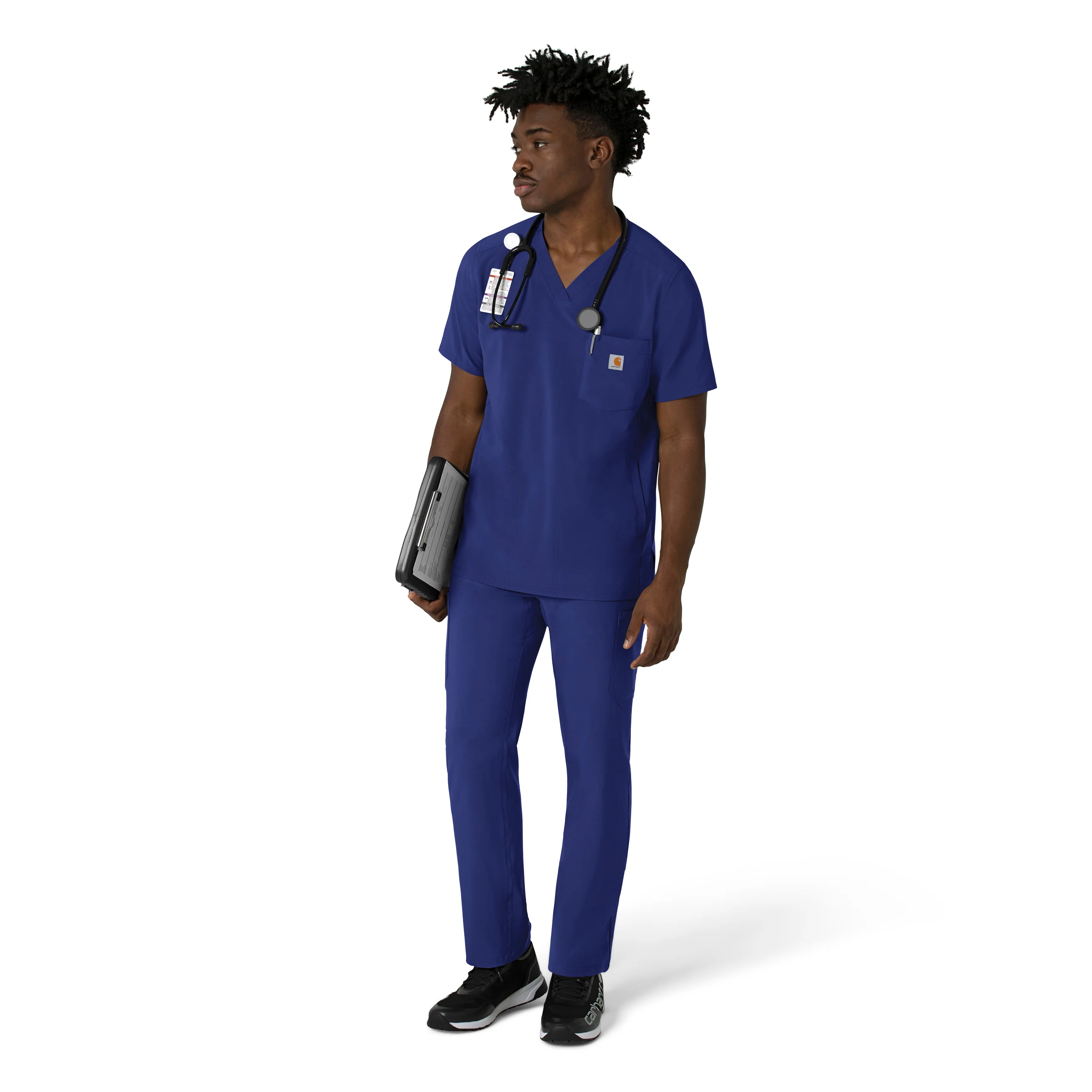 Carhartt Force Cross-Flex Men's V-Neck Scrub Top - Galaxy Blue - Image 3