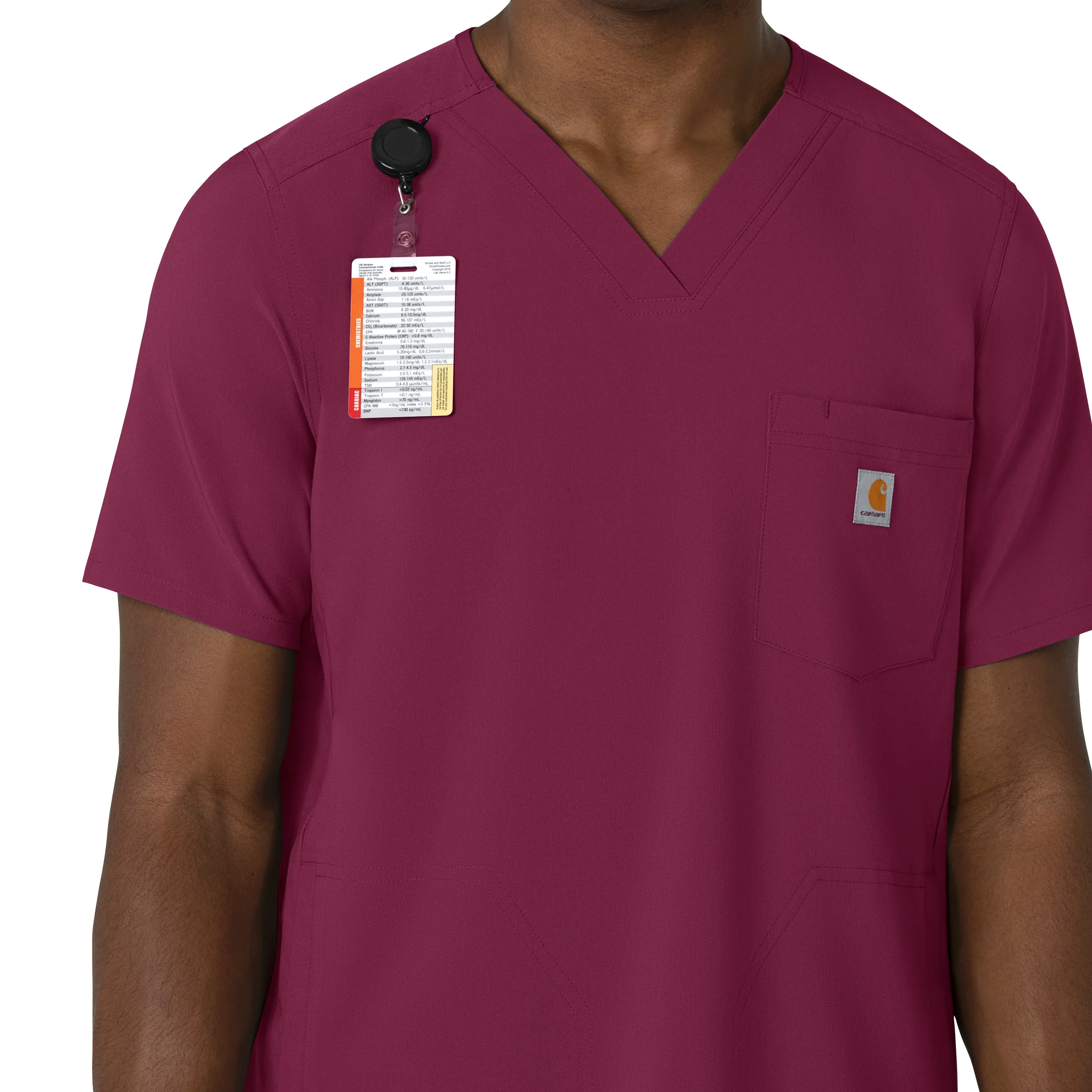 Carhartt Force Cross-Flex Men's V-Neck Scrub Top - Wine - Image 5