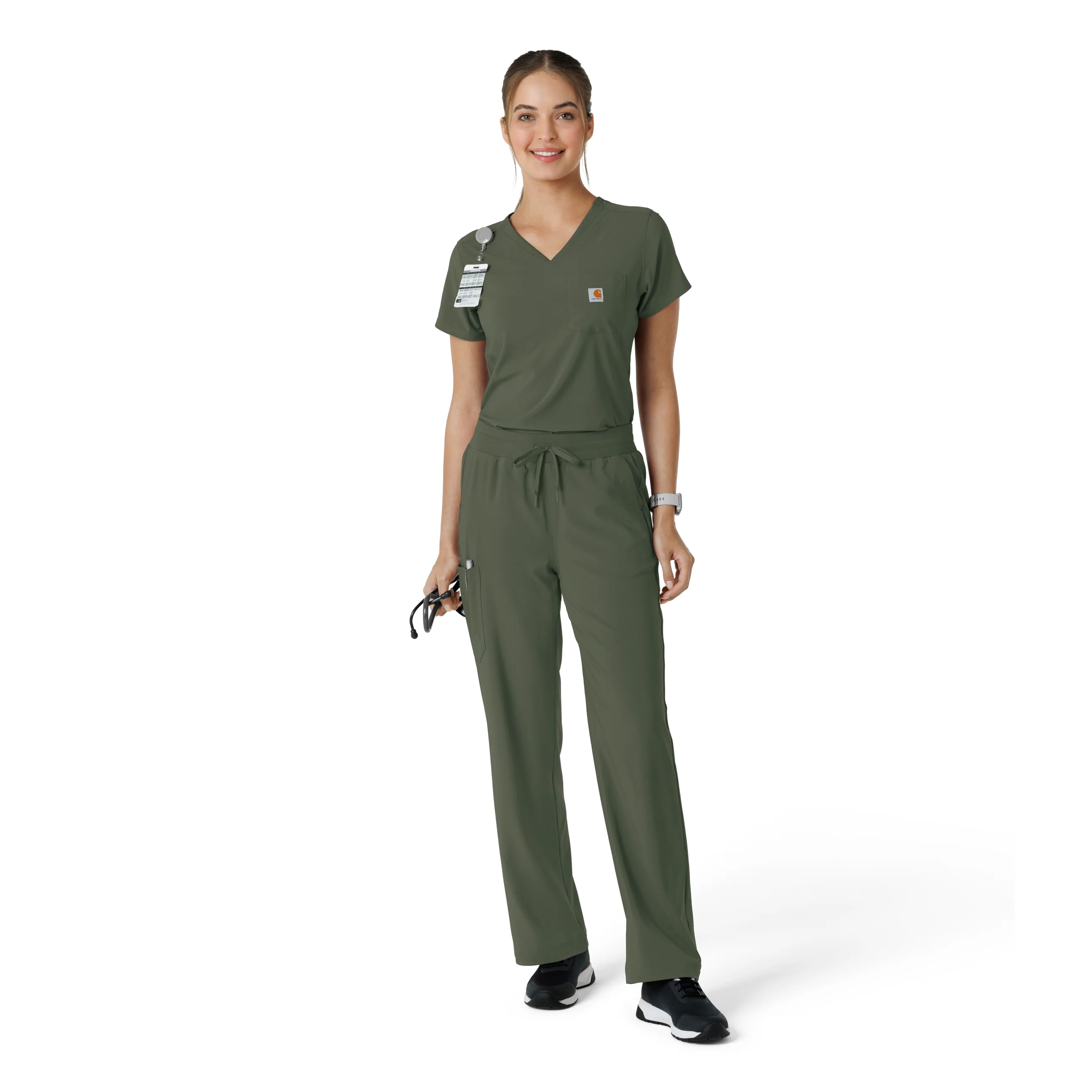 Carhartt Force Cross-Flex Women's Boot Cut Scrub Pant - Olive - Image 3