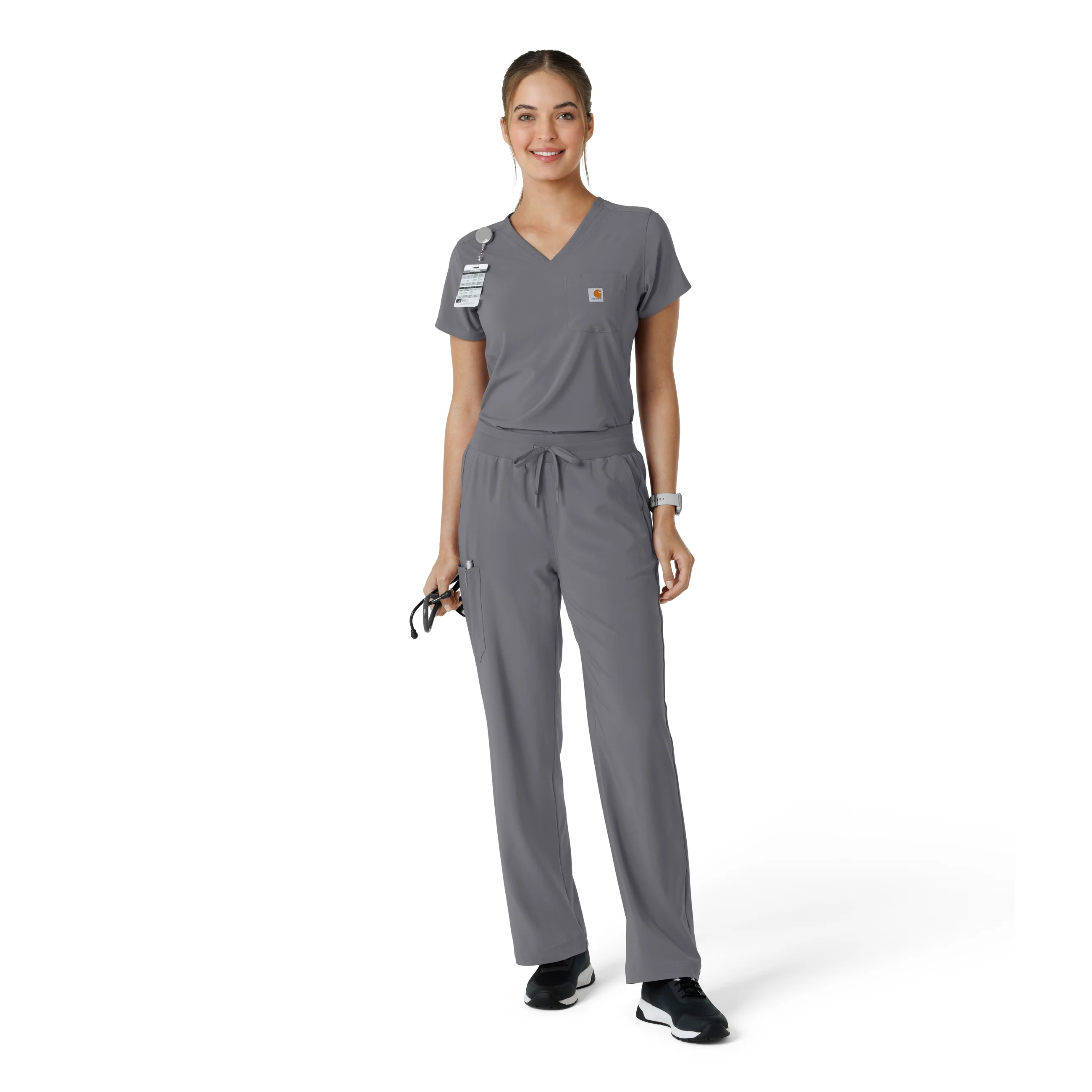 Carhartt Force Cross-Flex Women's Boot Cut Scrub Pant - Pewter - Image 3