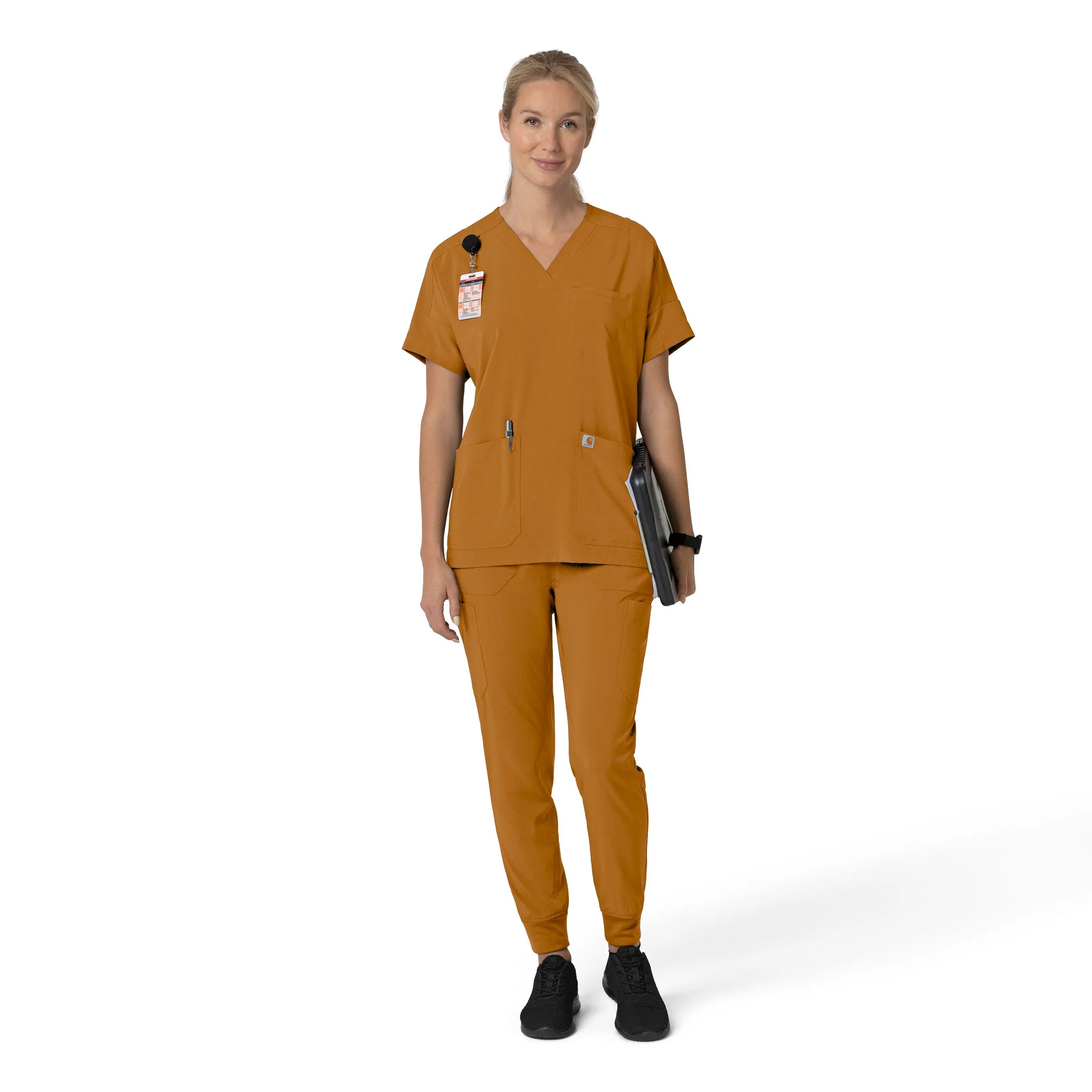 Carhartt Force Cross-Flex Women's Cargo Jogger Scrub Pant - Fox Brown - Image 3