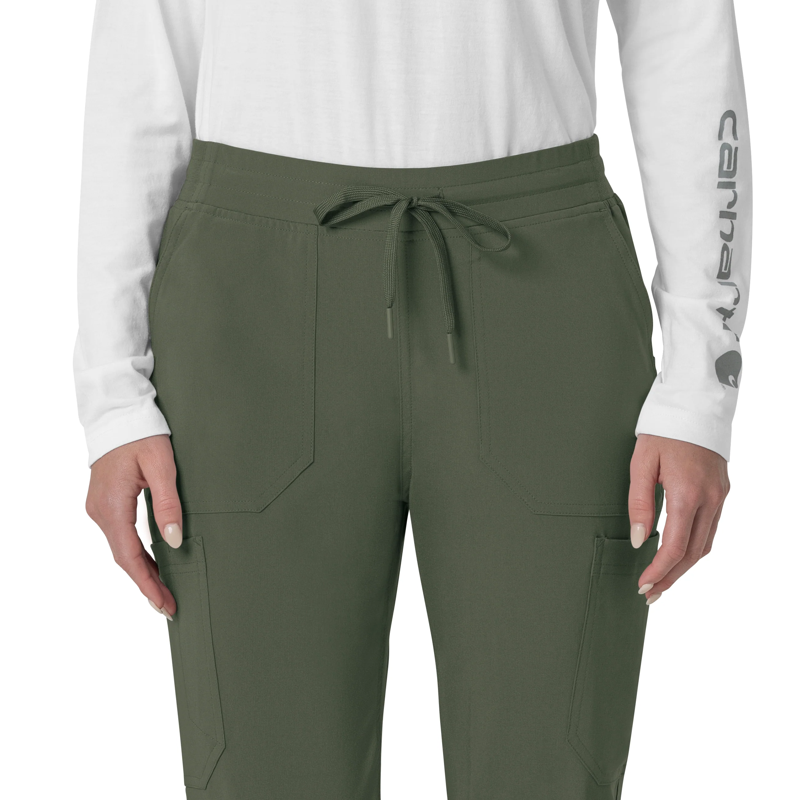 Carhartt Force Cross-Flex Women's Cargo Jogger Scrub Pant - Olive - Image 4