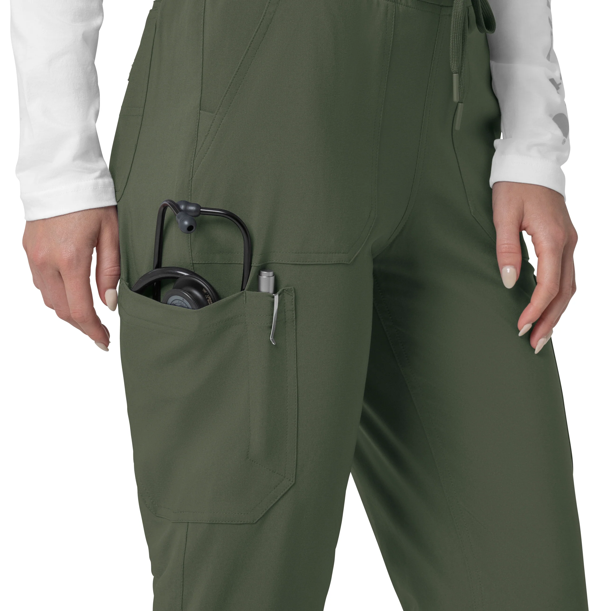 Carhartt Force Cross-Flex Women's Cargo Jogger Scrub Pant - Olive - Image 7