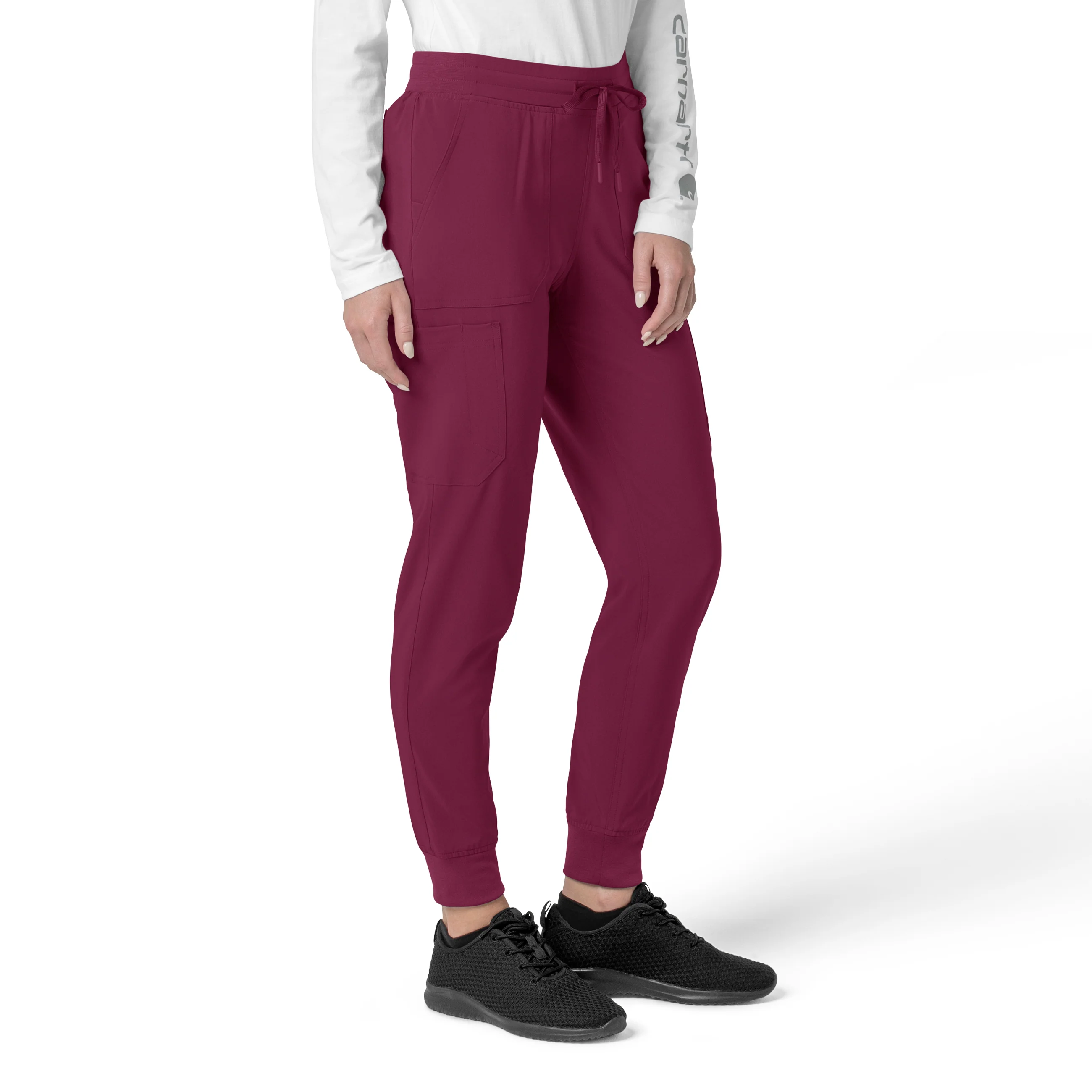 Carhartt Force Cross-Flex Women's Cargo Jogger Scrub Pant - Wine - Image 4