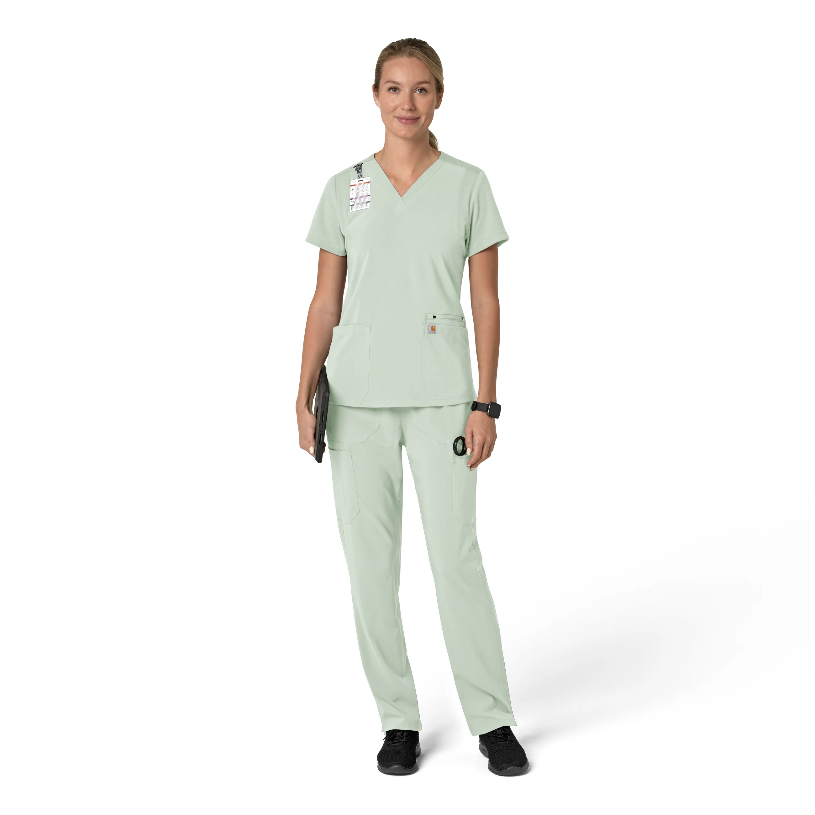 Carhartt Force Cross-Flex Women's Flex Panel V-Neck Scrub Top - Big Sky - Image 3