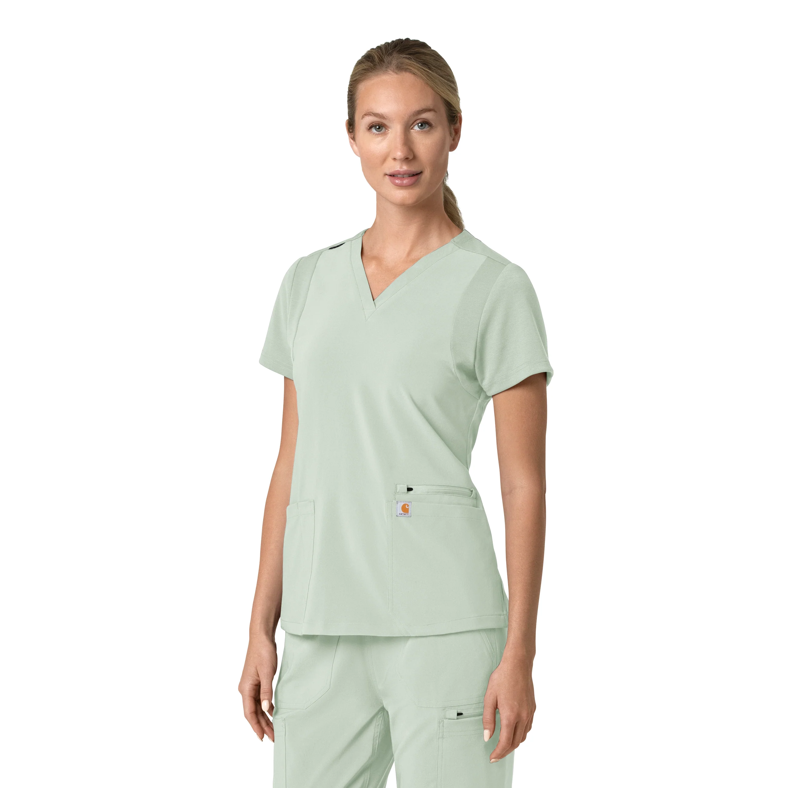 Carhartt Force Cross-Flex Women's Flex Panel V-Neck Scrub Top - Big Sky - Image 4