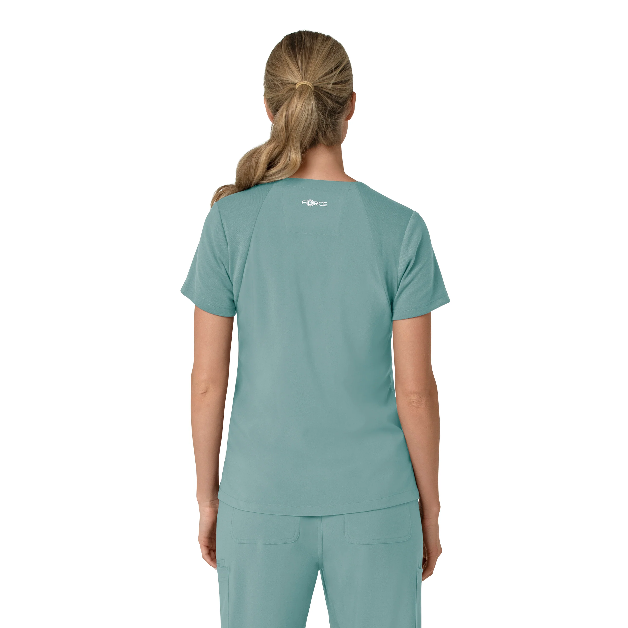Carhartt Force Cross-Flex Women's Flex Panel V-Neck Scrub Top - Summer Blue - Image 2