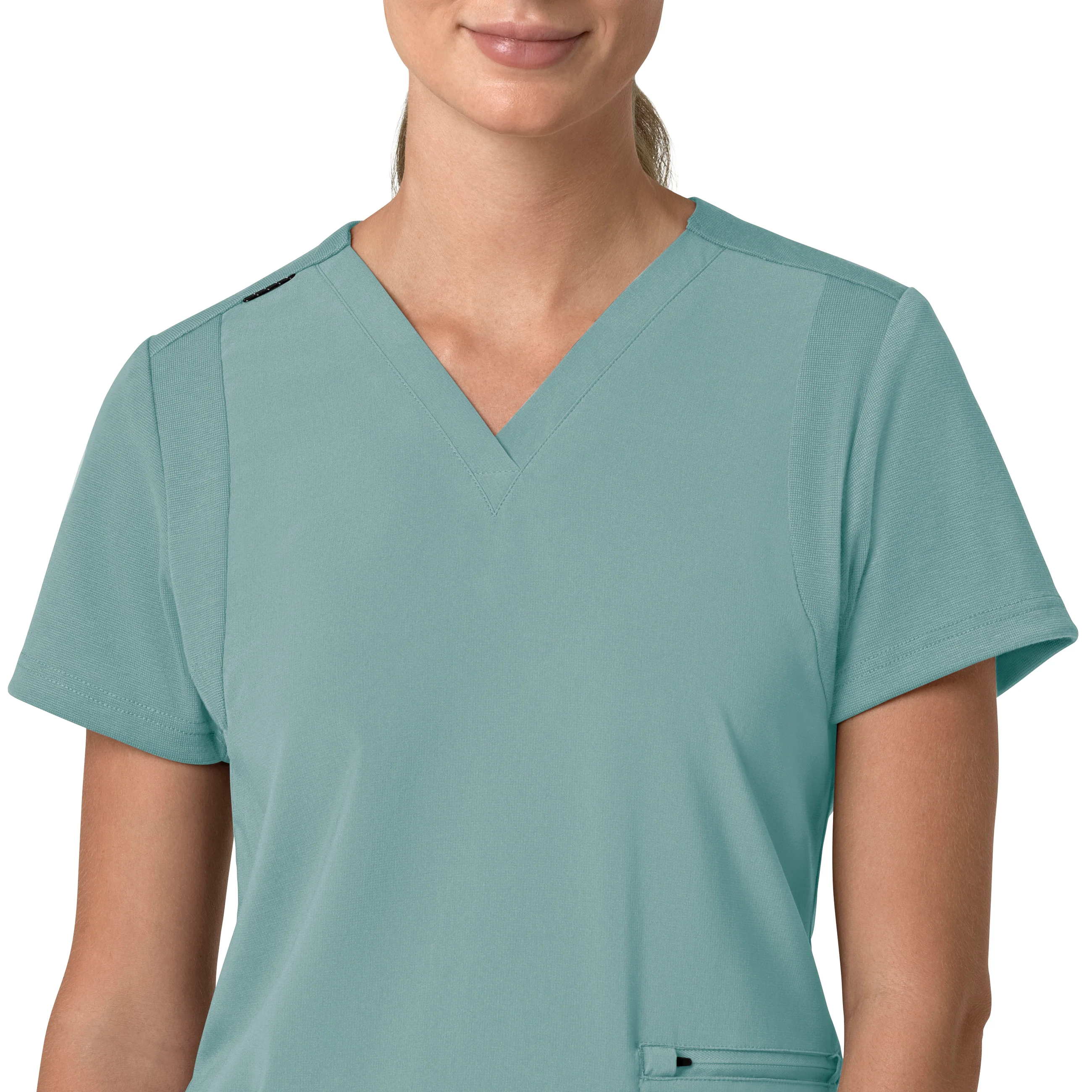 Carhartt Force Cross-Flex Women's Flex Panel V-Neck Scrub Top - Summer Blue - Image 5