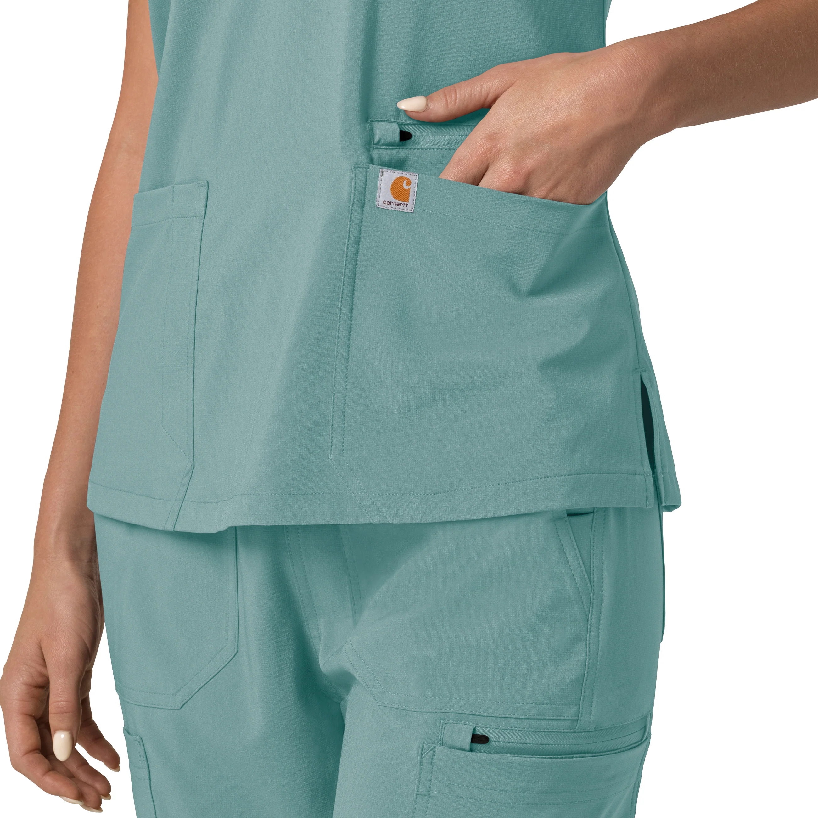 Carhartt Force Cross-Flex Women's Flex Panel V-Neck Scrub Top - Summer Blue - Image 9