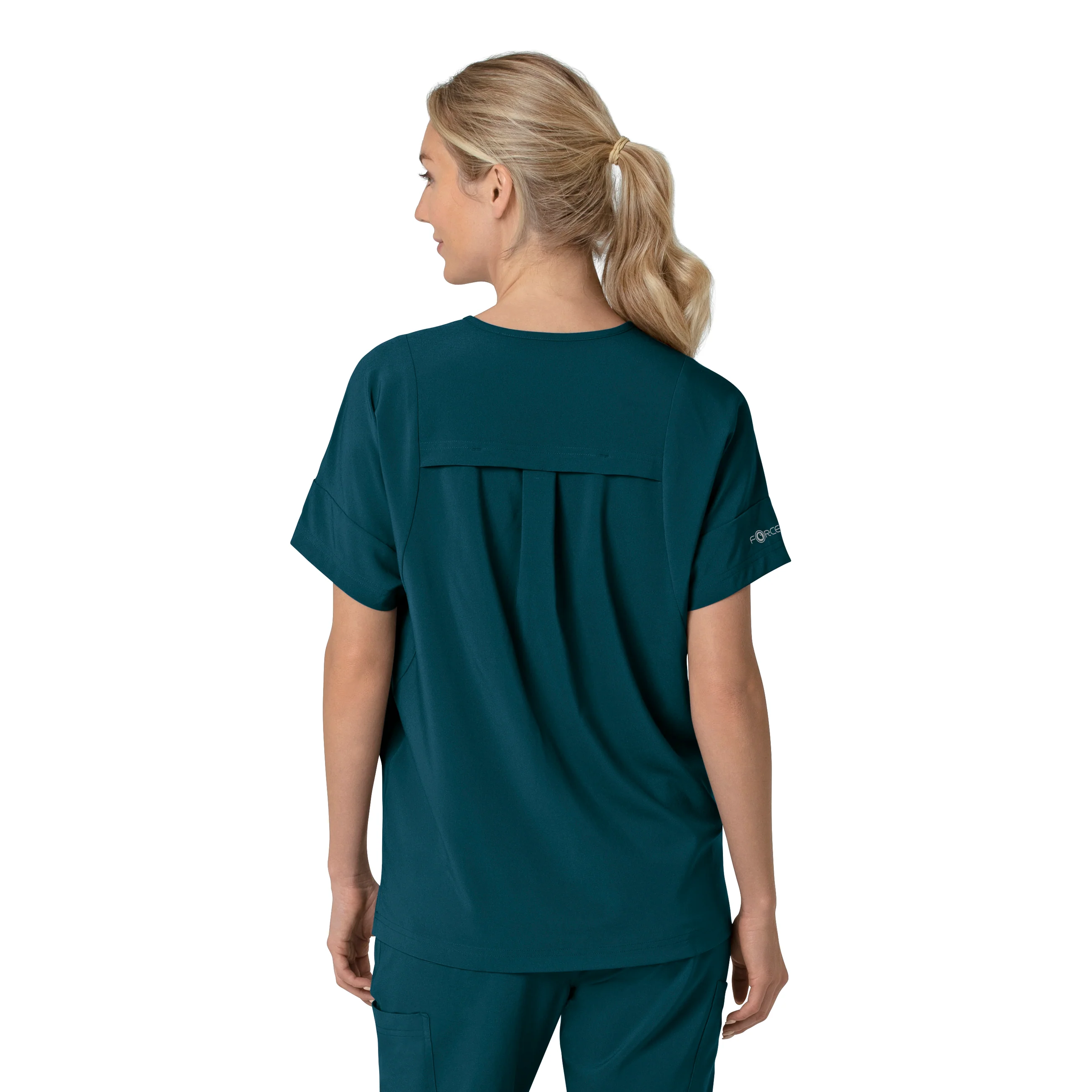 Carhartt Force Cross-Flex Women's Oversized V-Neck Scrub Top - Caribbean - Image 2