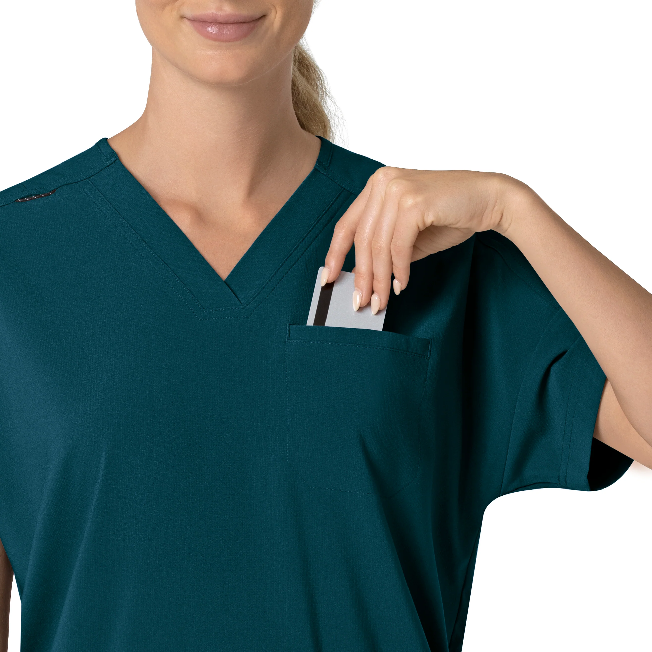 Carhartt Force Cross-Flex Women's Oversized V-Neck Scrub Top - Caribbean - Image 8